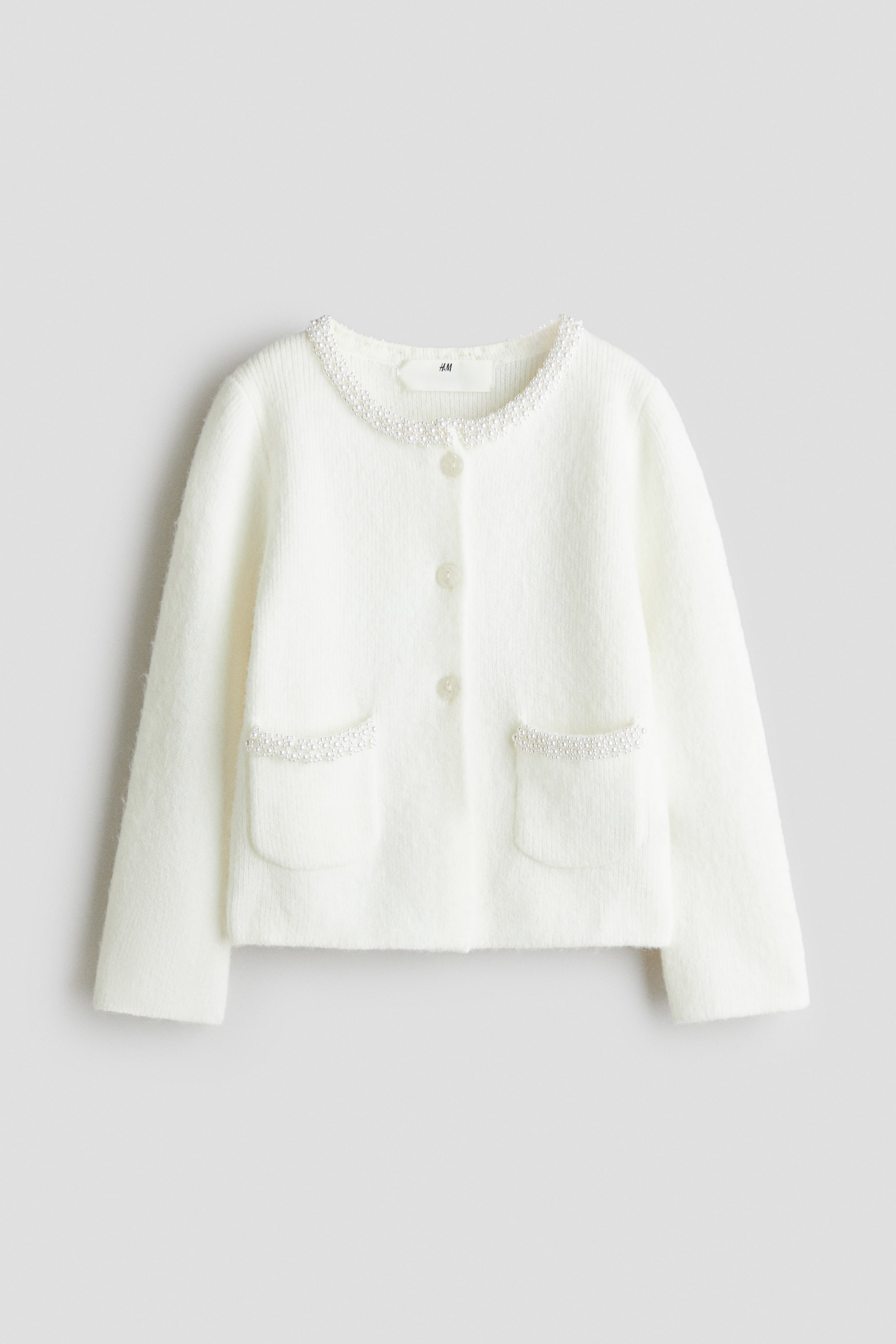 View larger image: Bead-detail cardigan - White - Kids | H&M 4