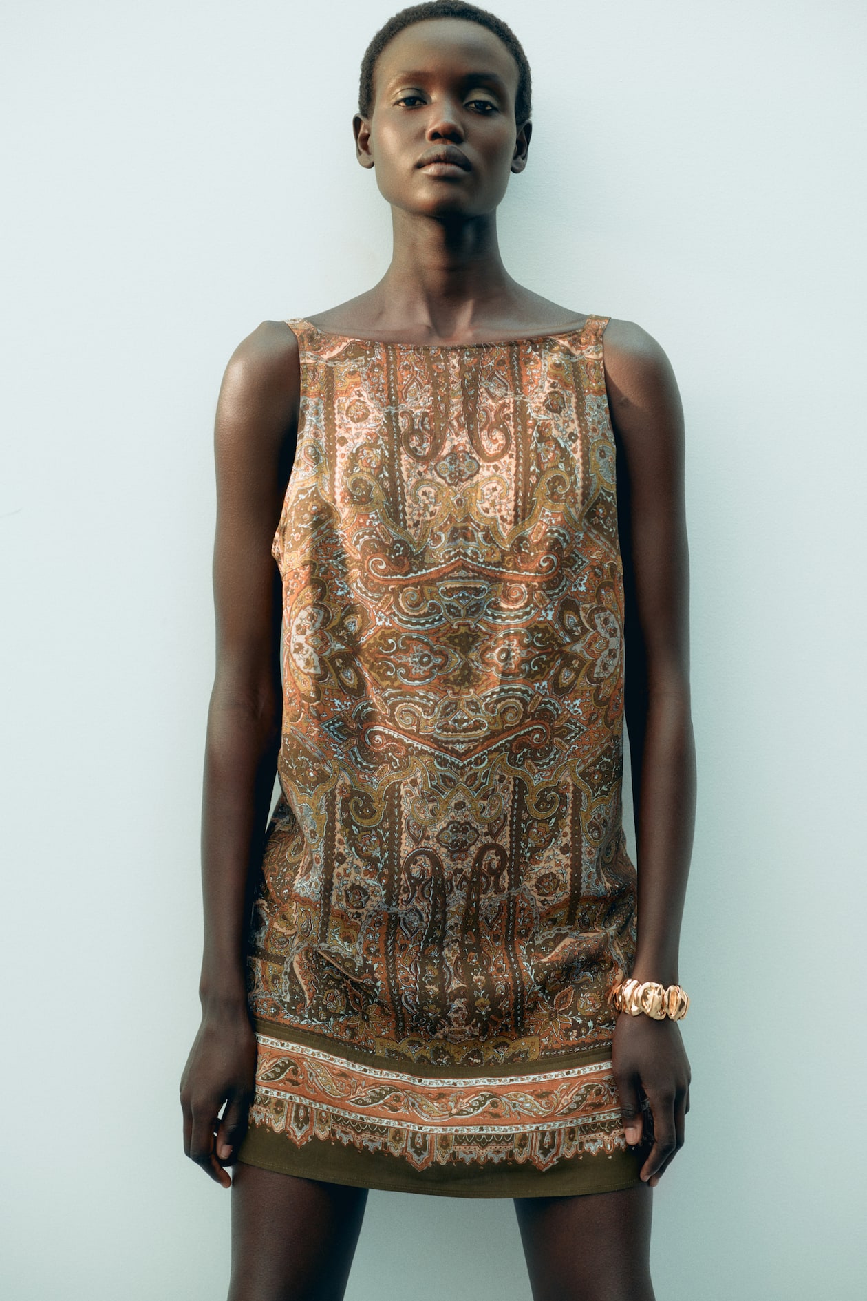 Sleeveless linen-blend dress - image 2
