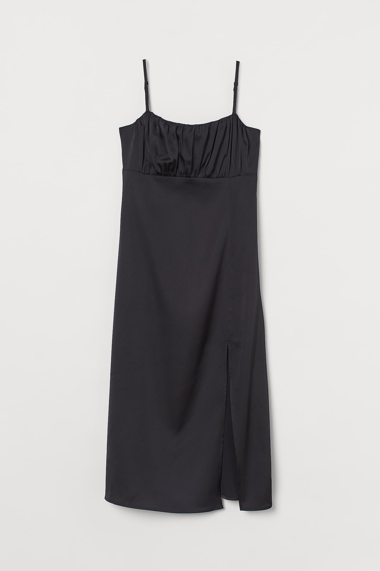 Slit-front Dress - Sleeveless - Midi - Black - Ladies | H&M US