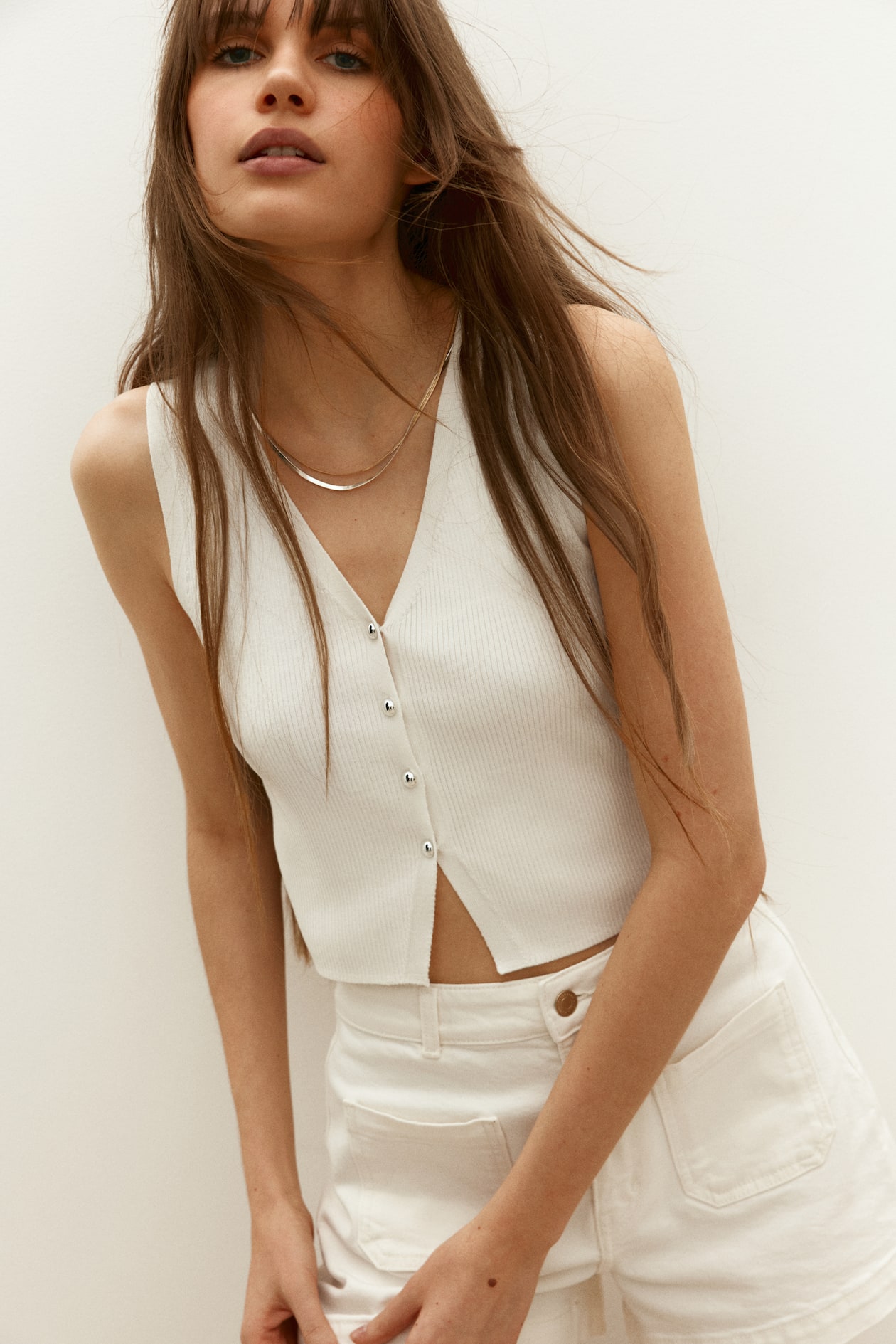 Button-Front Sweater Vest