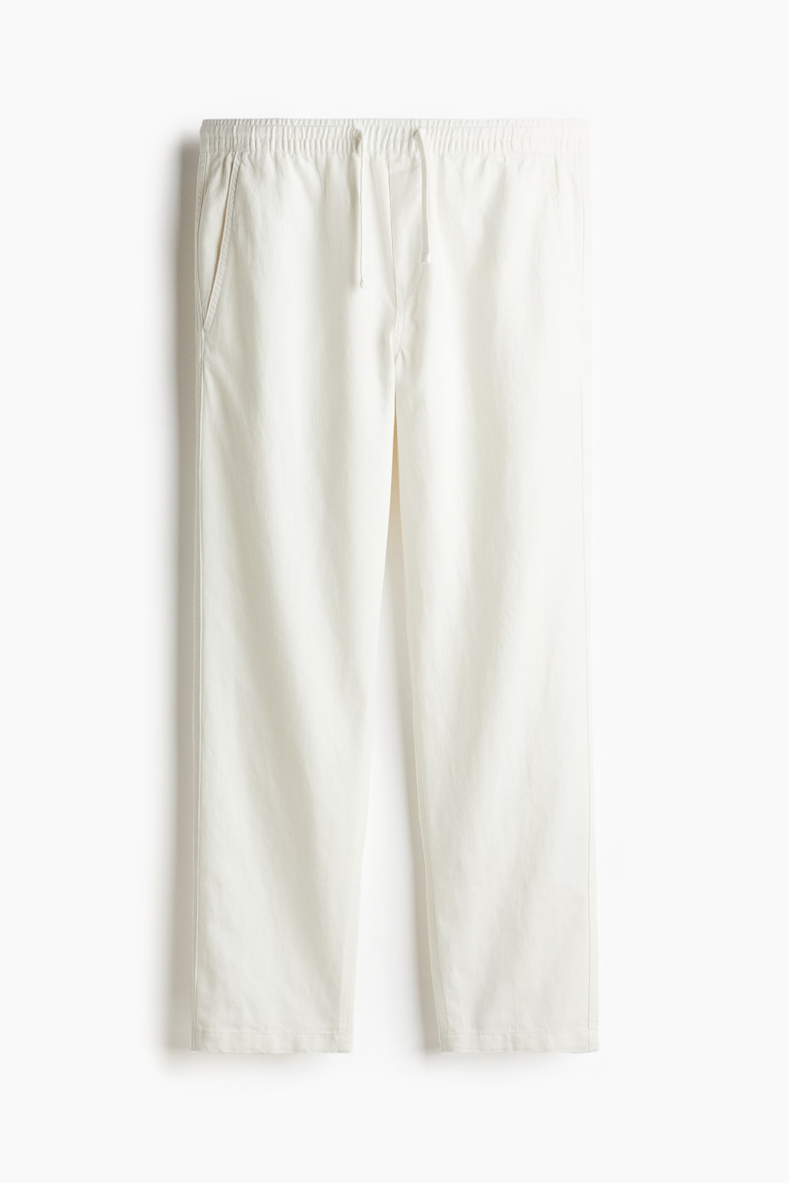 Relaxed Fit Linen-blend trousers - White/Navy blue - 2