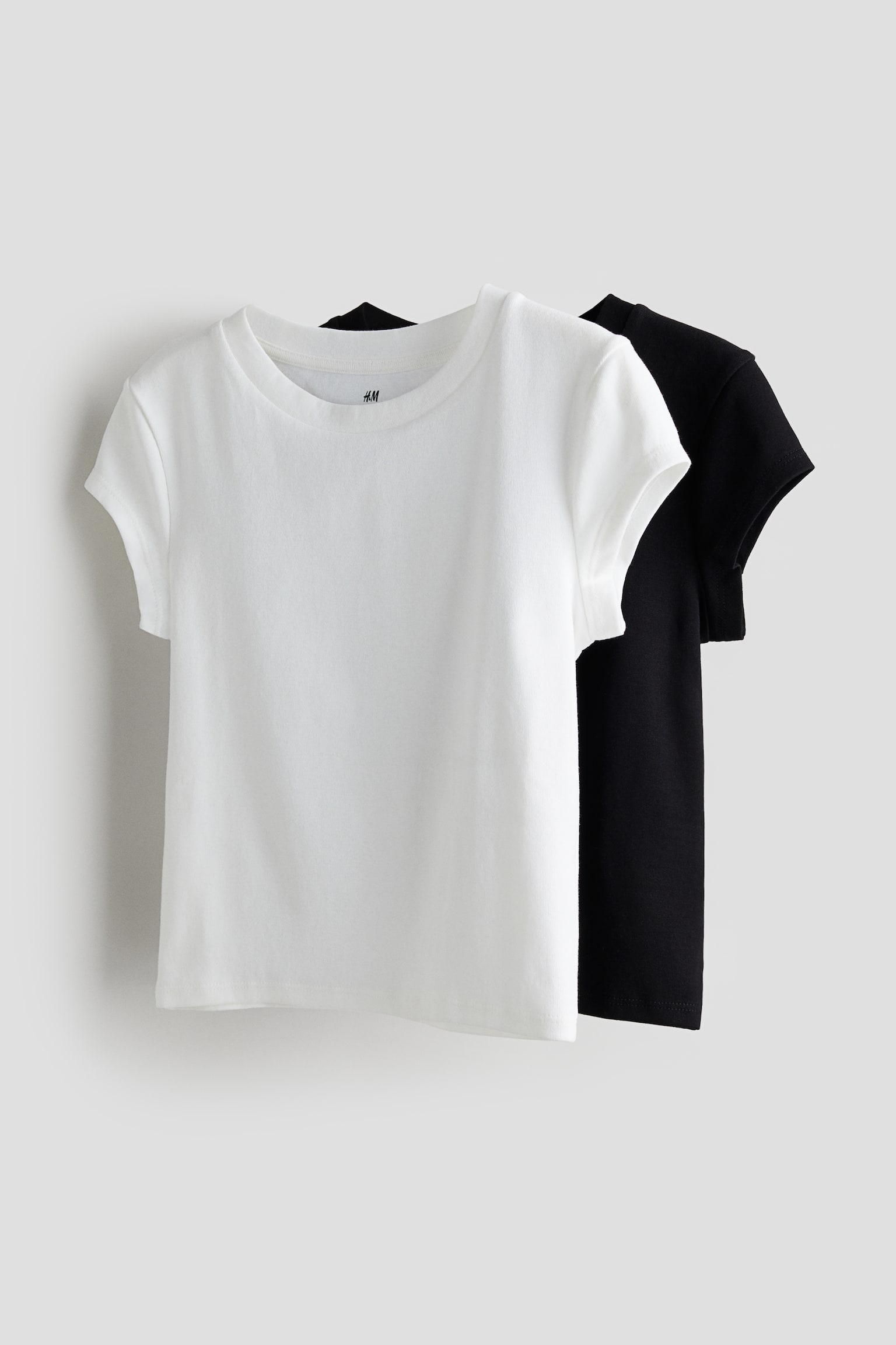 2-pack Cotton Jersey Tops - White/Black - 1