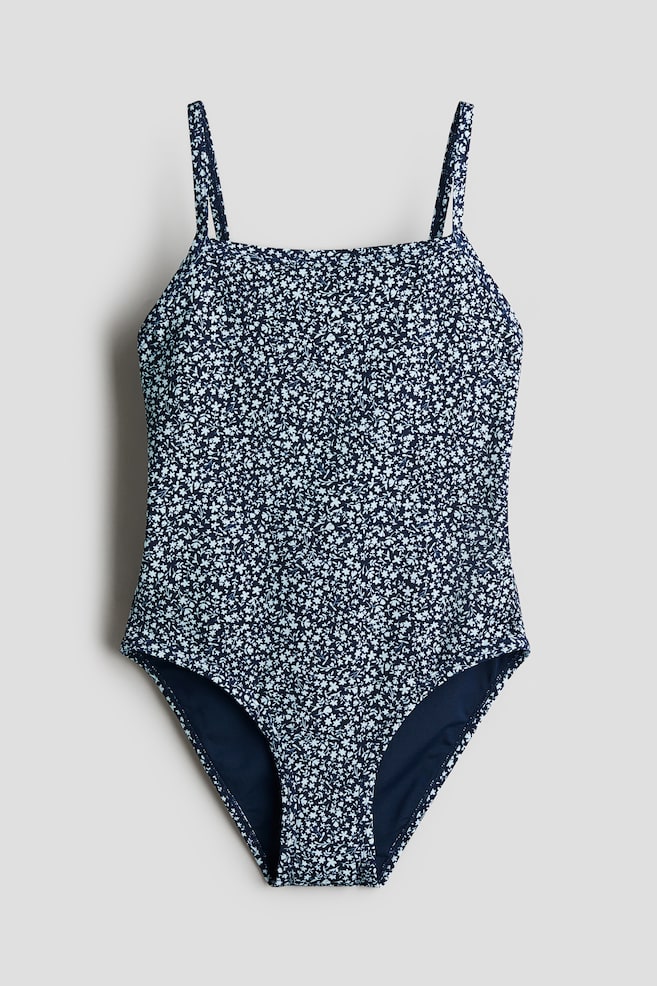 Badpak - Marineblauw/bloemen/Zwart - 1