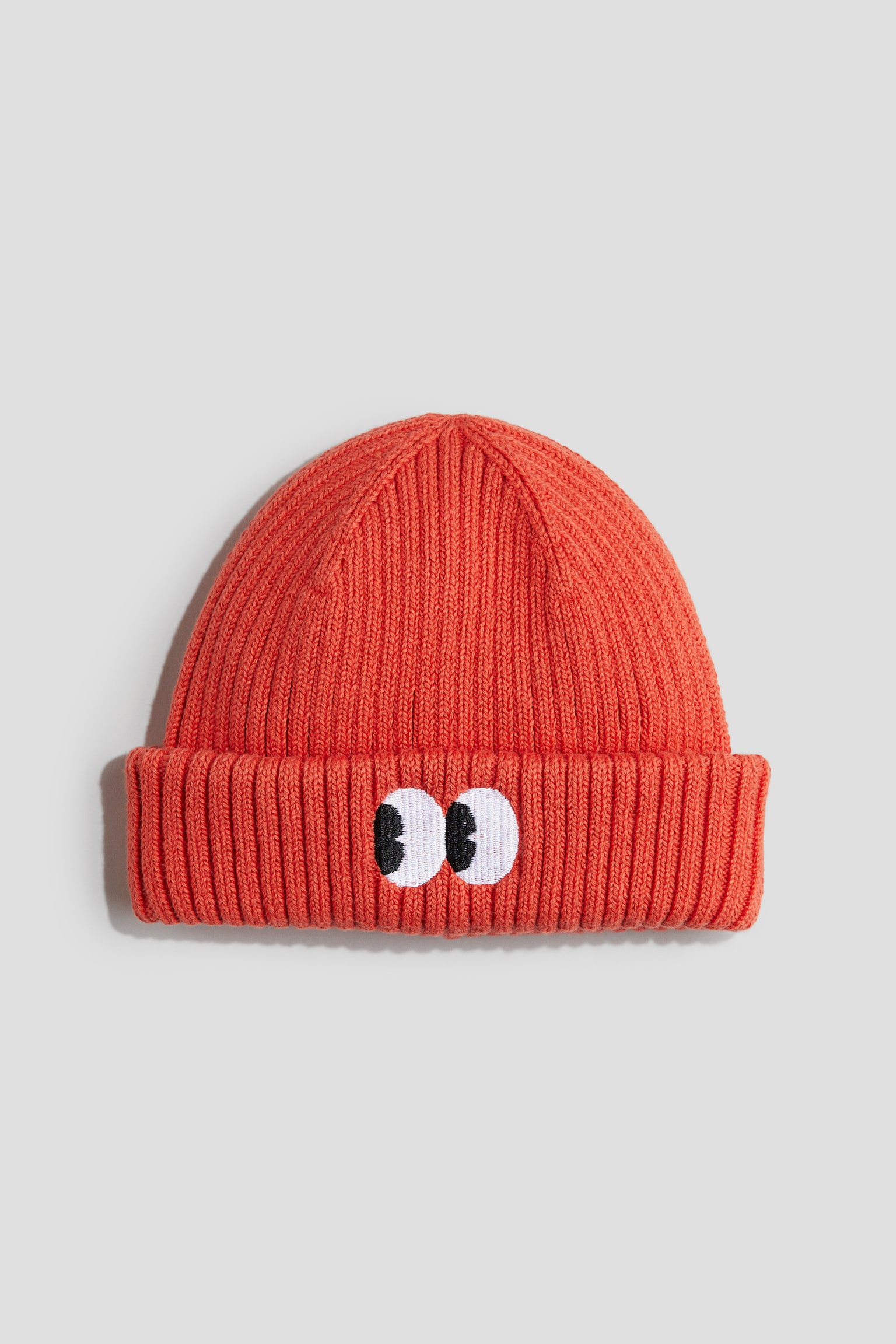 Embroidered-detail beanie - Orange/Eyes - 1