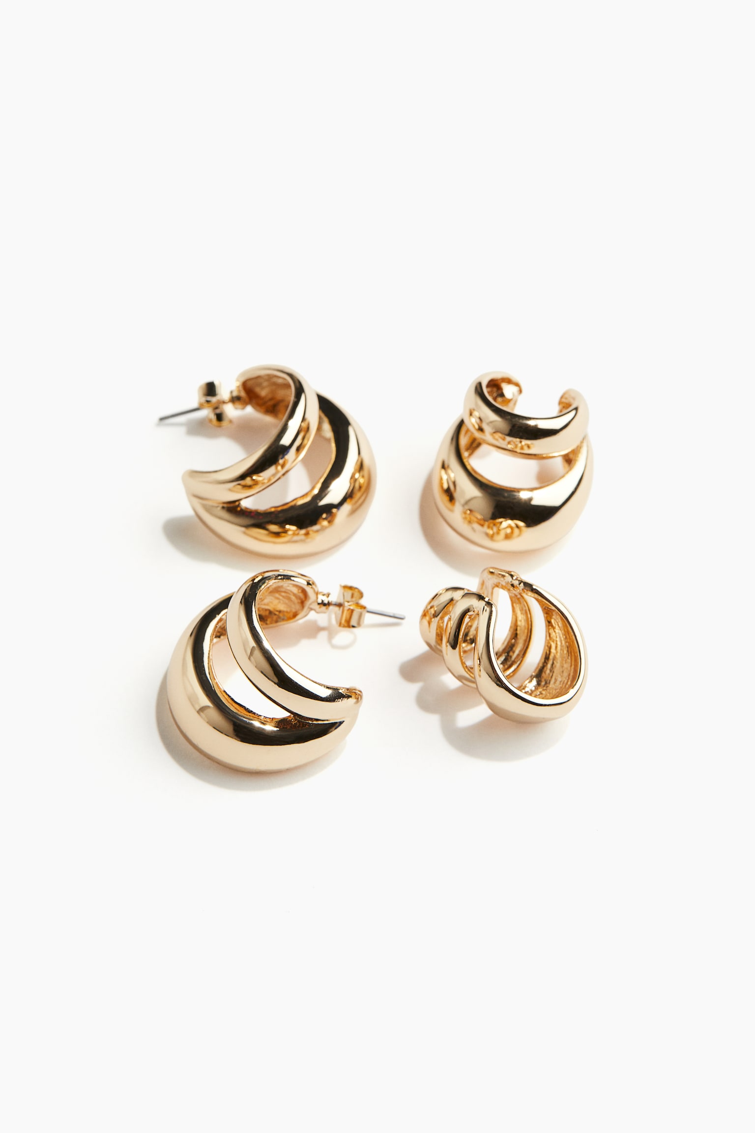 Hoop earrings and ear cuffs - Gold-coloured - 4