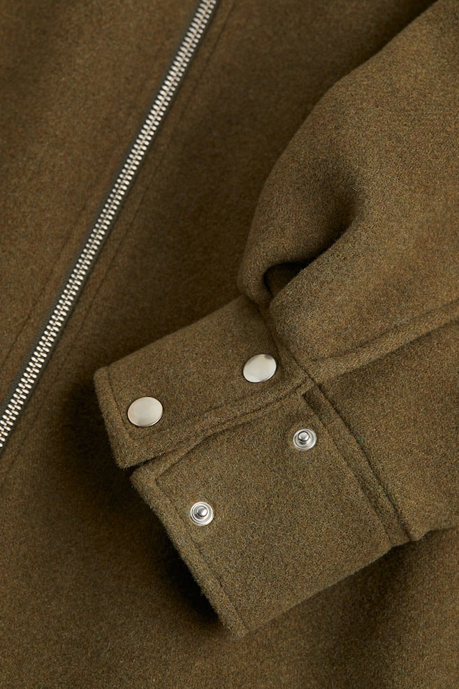 Oversized frakke i uldblanding - Mørk olivengrøn - 2