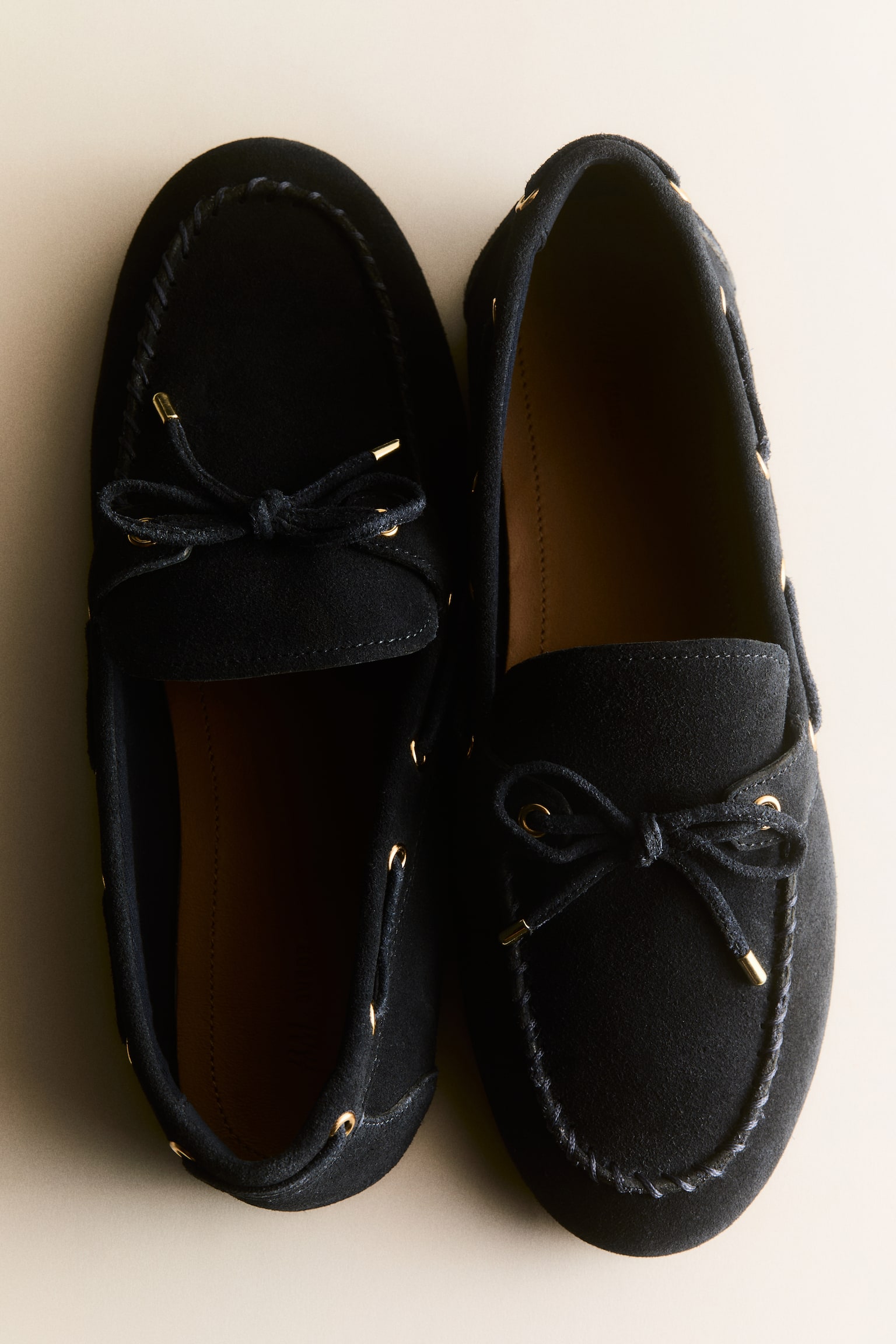 Leather deck shoes - Navy blue/White/Cowhide print/Dark beige/Dark beige - 1