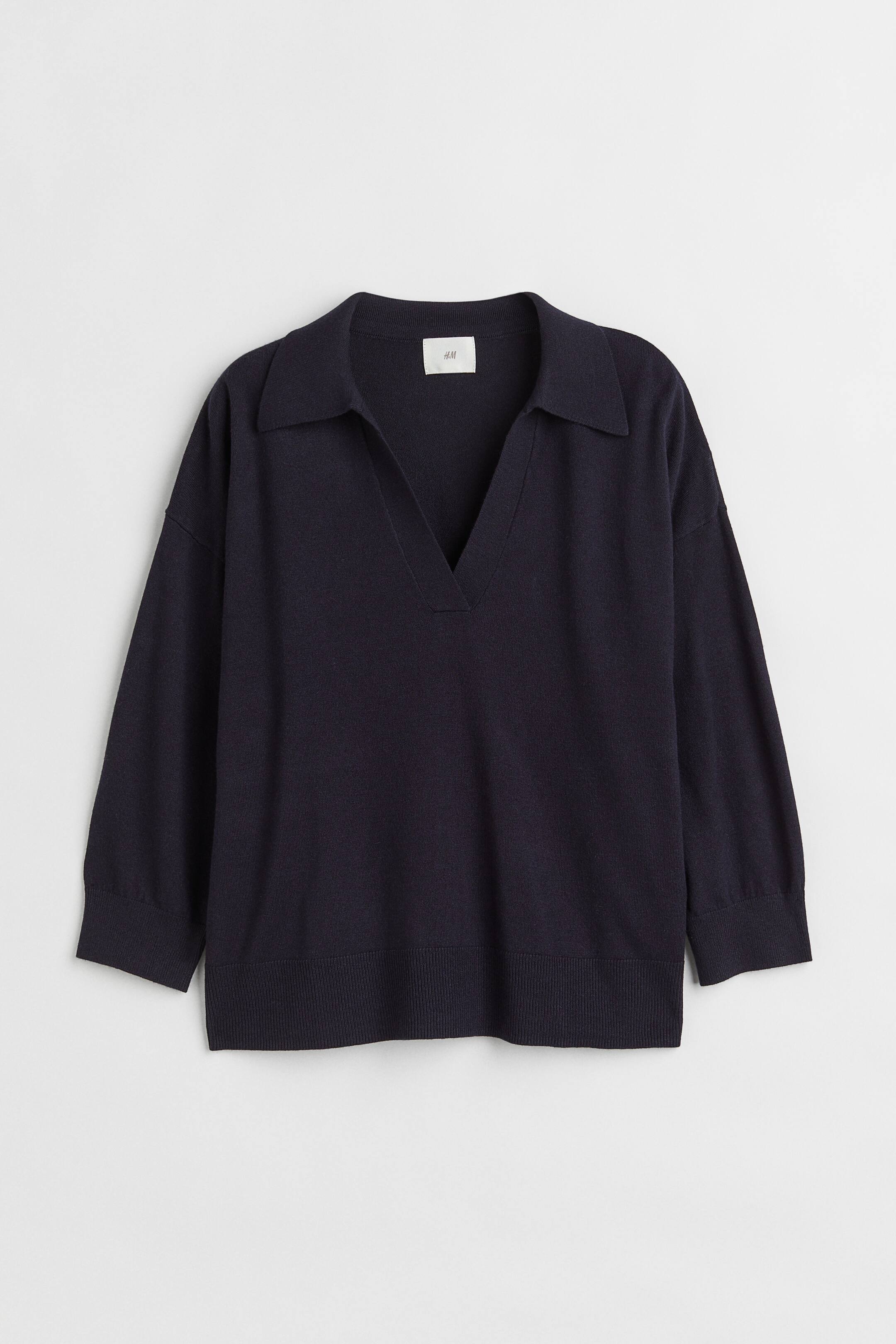 View larger image: Collar-detail jumper - Dark blue - Ladies | H&M 1