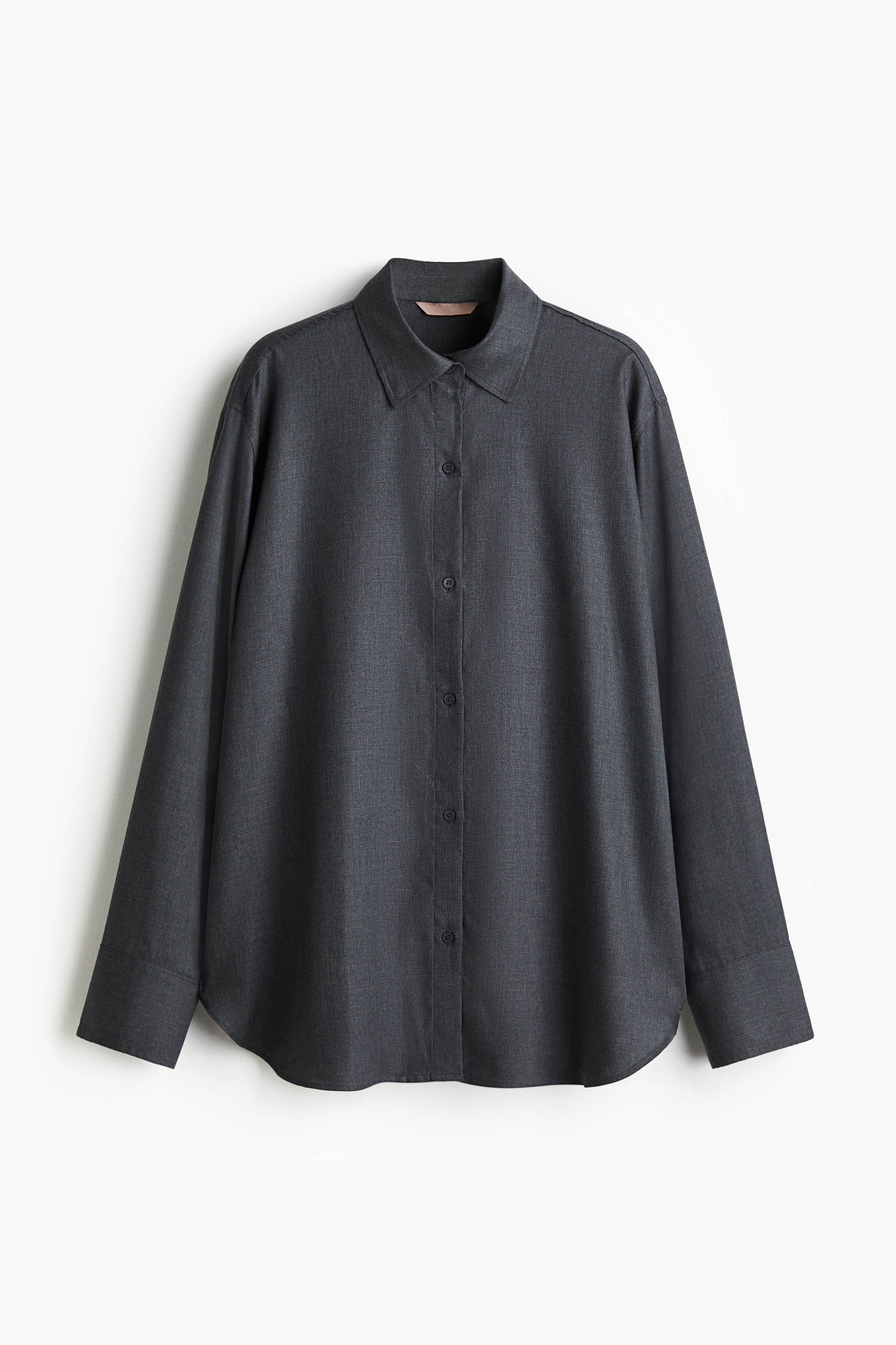 Lyocell Shirt - Dark grey marle/Beige