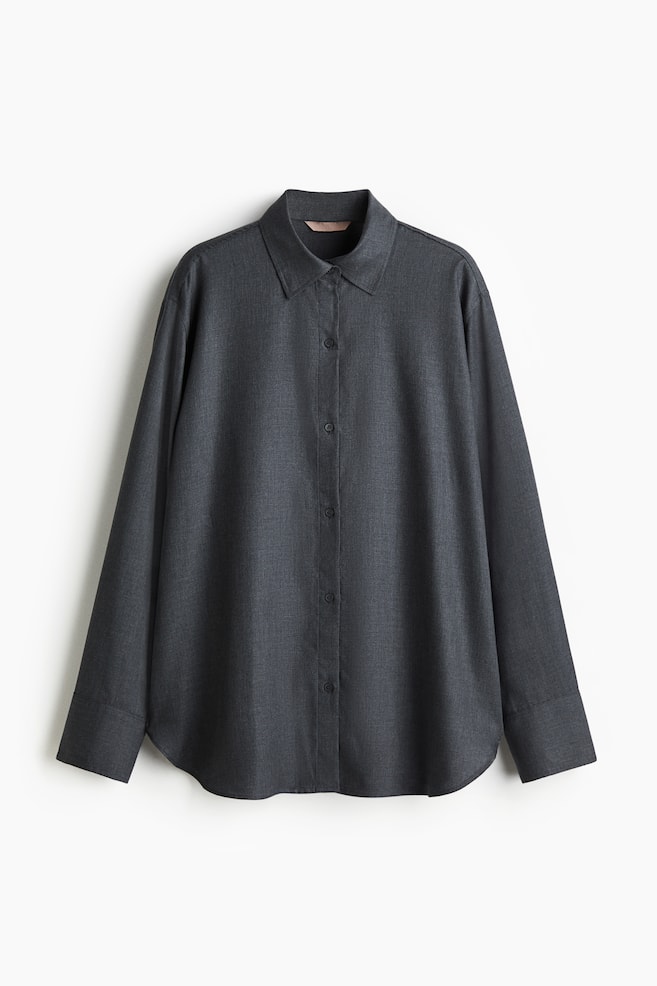 Lyocell shirt-Dark grey marl - 1