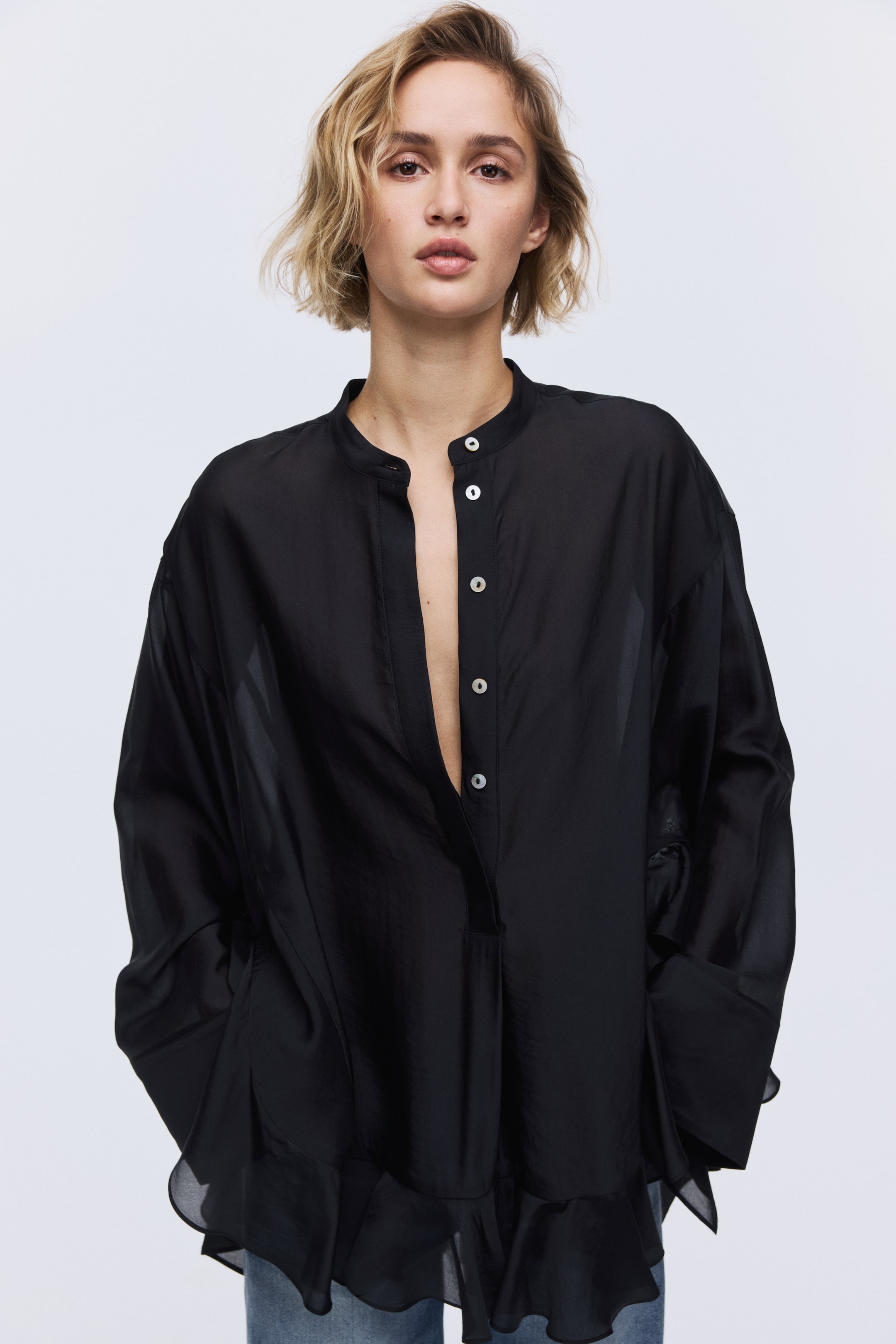 View larger image: Flounced blouse - Black - Ladies | H&M IE 4