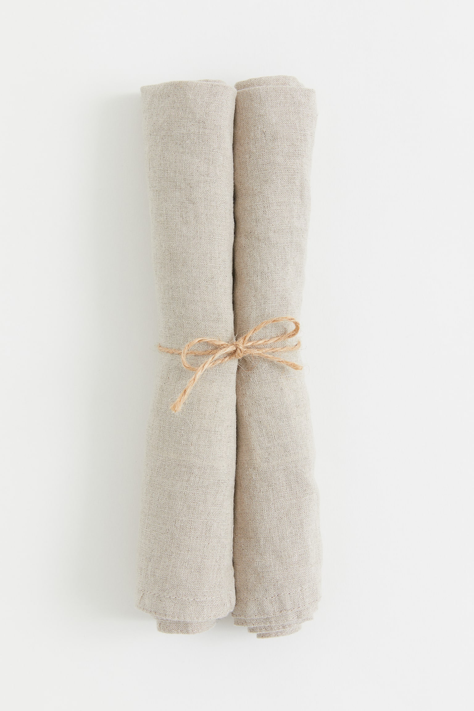 2-pack linen napkins - Beige/White