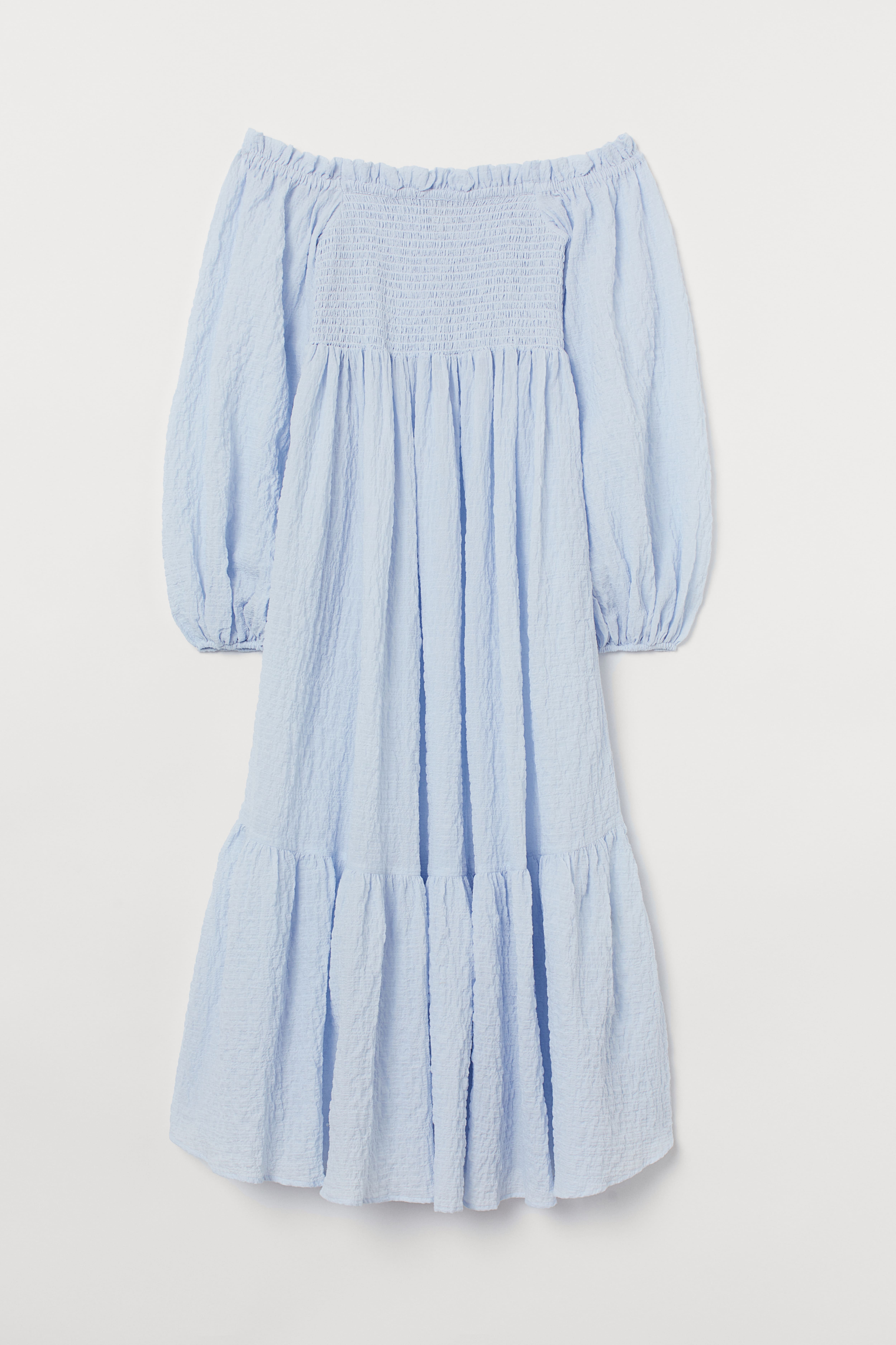 Off-the-shoulder Dress - Long sleeve - Long - Light blue - Ladies | H&M US