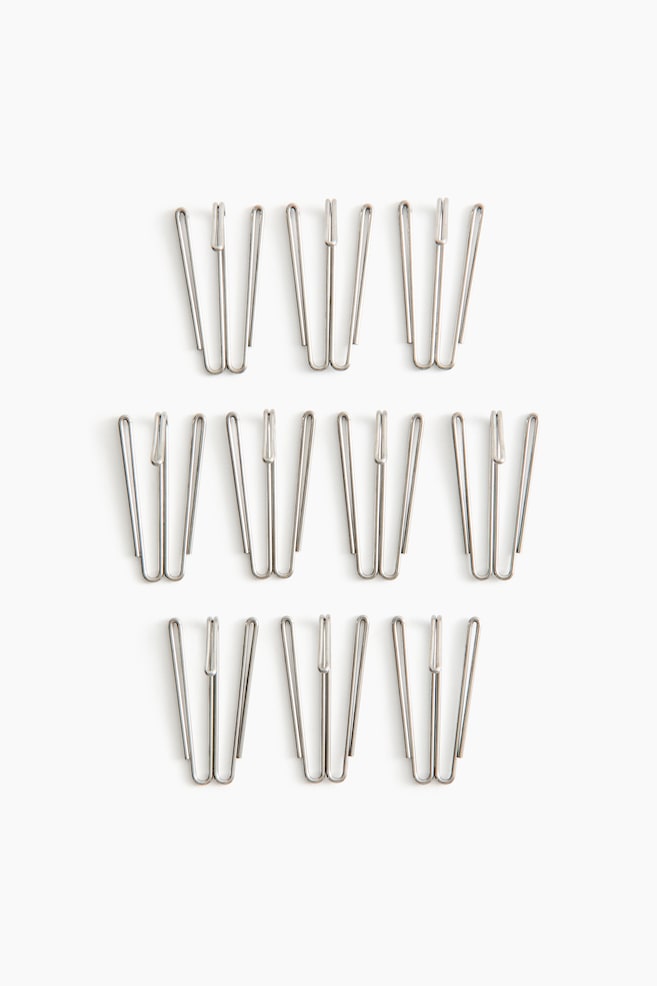 10er-Pack Vorhanghaken - Silberfarben - 1