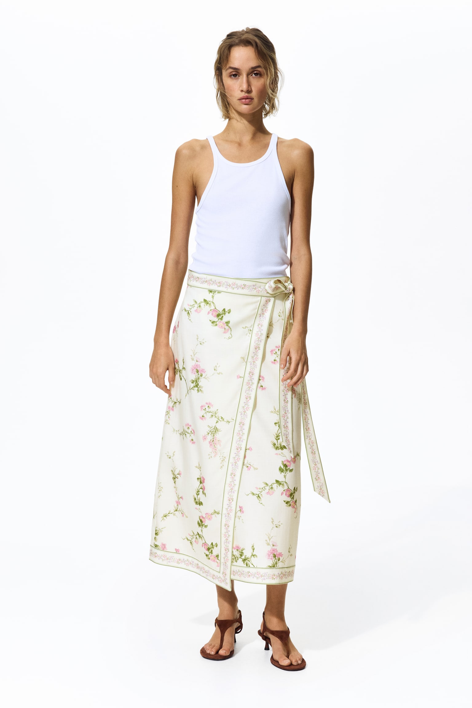 Lyocell-blend wrap skirt - White/Floral - 6