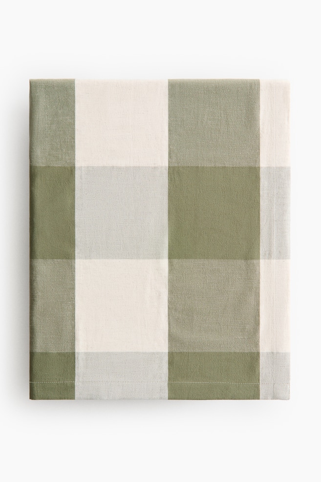 Linen-blend tablecloth - Khaki green/Gingham check/Orange/Gingham check/Beige/Striped/Dark brown/Gingham check/Dark brown/Striped/Yellow/Gingham check/Beige/Gingham check - 1