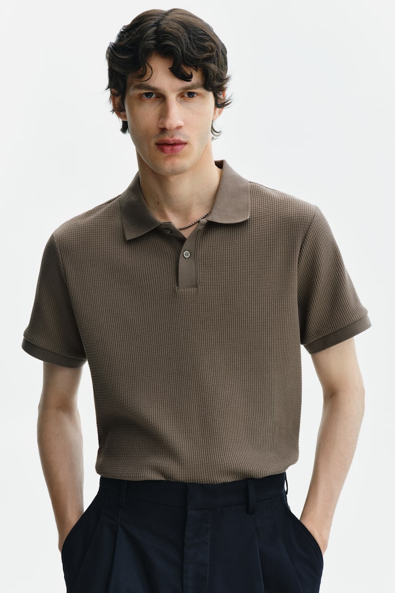 Polo majica vafl tkanja Slim Fit