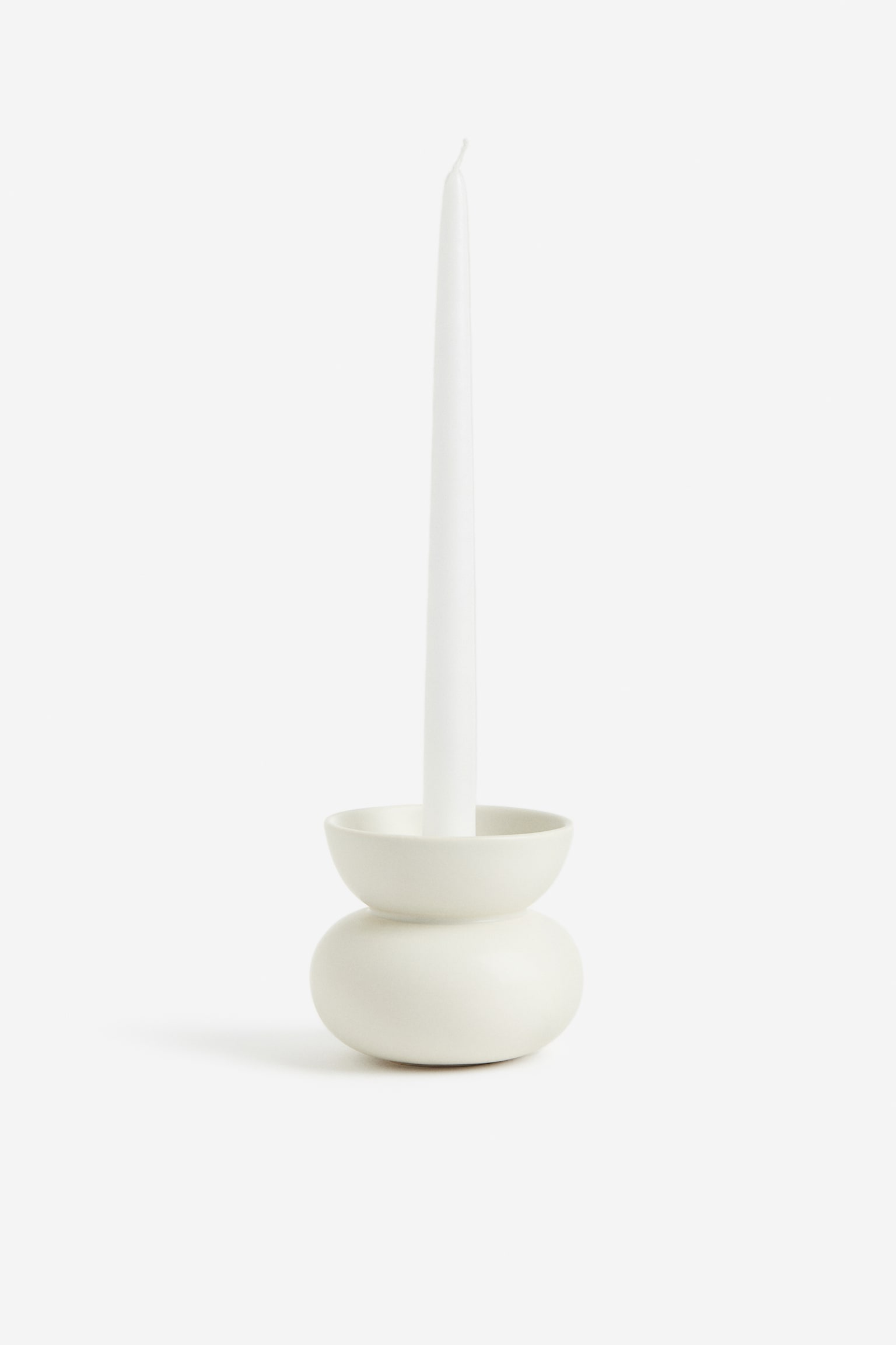 Stoneware candlestick - White - 3