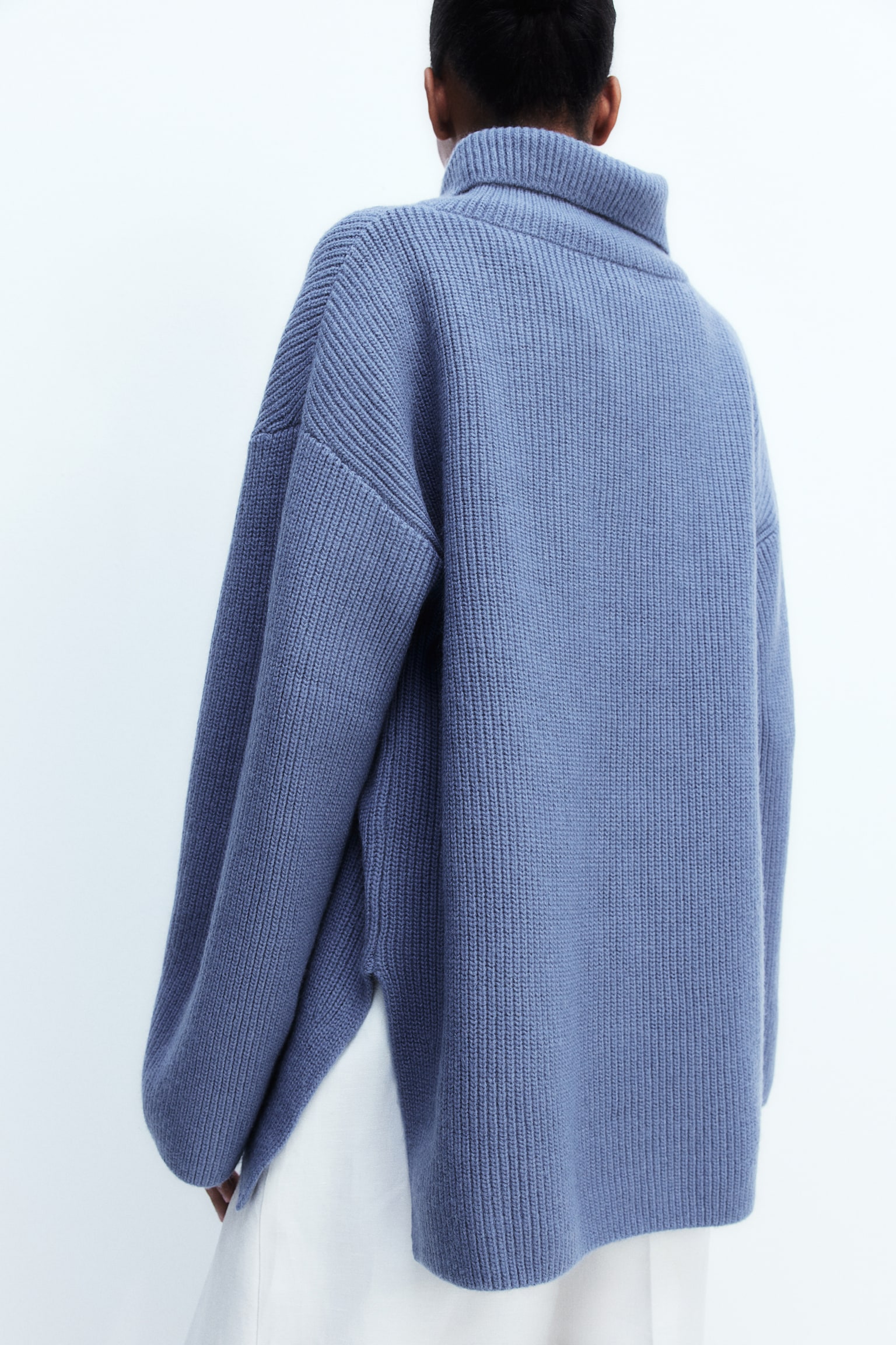 Zip-top rib-knit jumper - Pigeon blue/Brown/Black/Striped/Light beige marl/Grey marl/Navy blue - 4