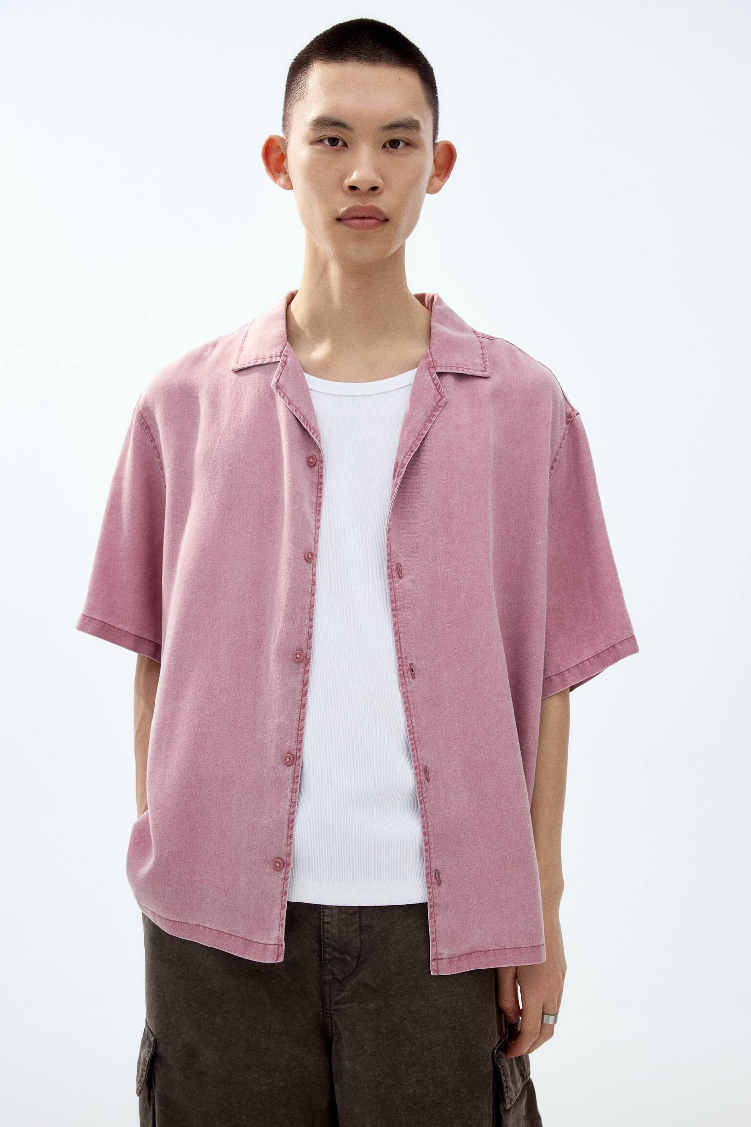 Loose Fit Resort shirt - Dark pink/Light denim blue/Denim grey - 5