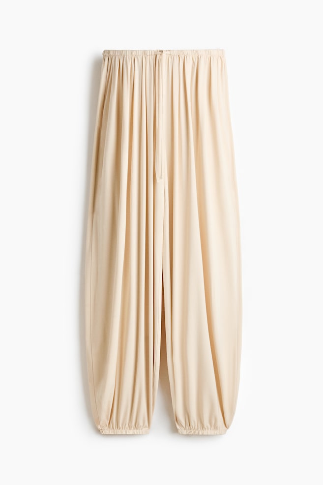 Pantalón globo con cordón de ajuste - Beige claro/Marrón oscuro/Negro - 1