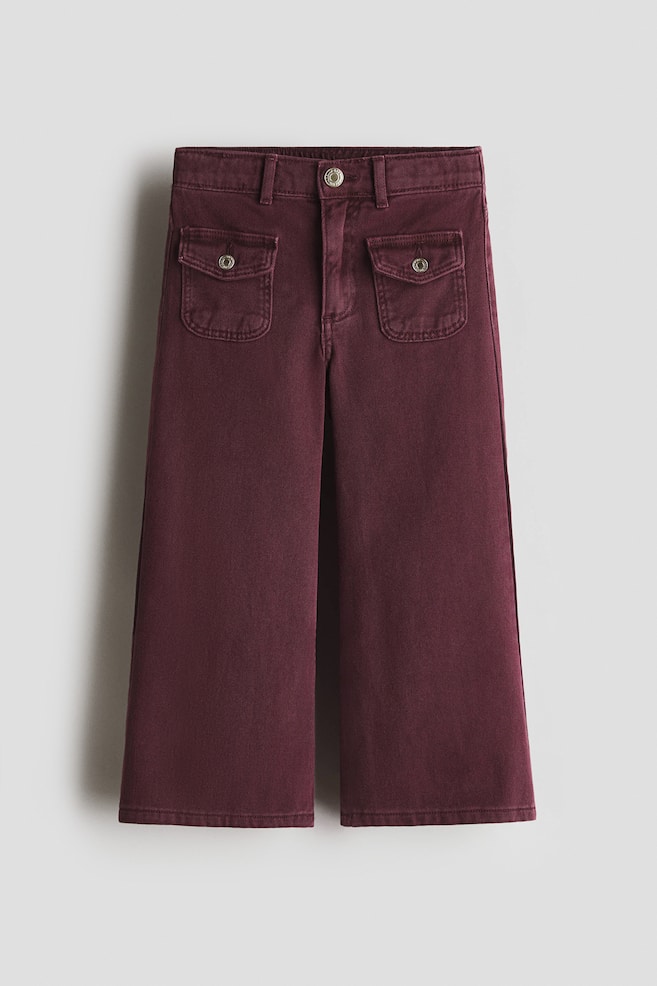 Wide Leg Jeans - Dark red/Denim blue - 1