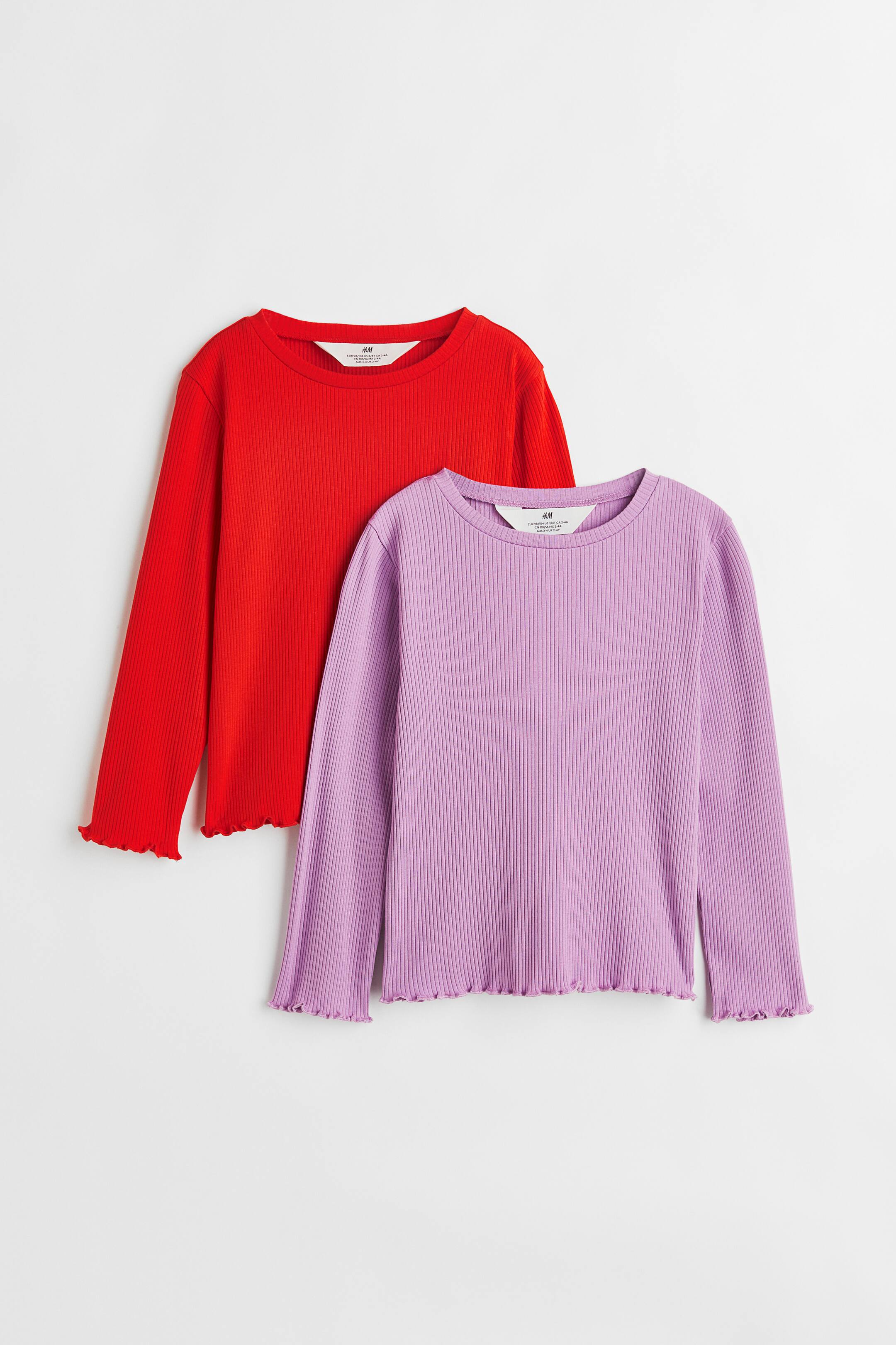 Xem ảnh lớn hơn: Bộ 2 áo gân nổi - Màu tím/Đỏ - Kids | H&M VN 1