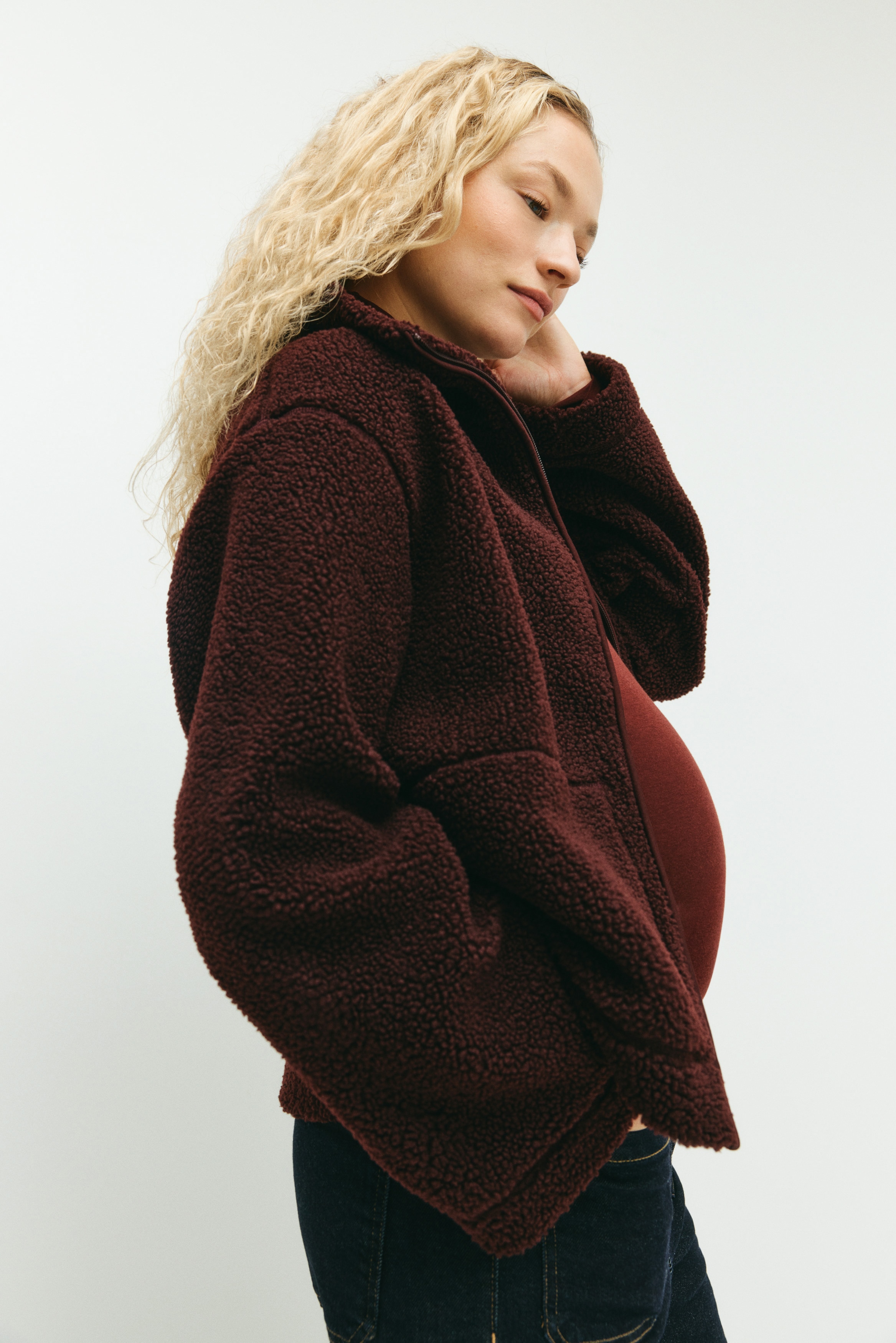 H & M - テディジャケット - レッド