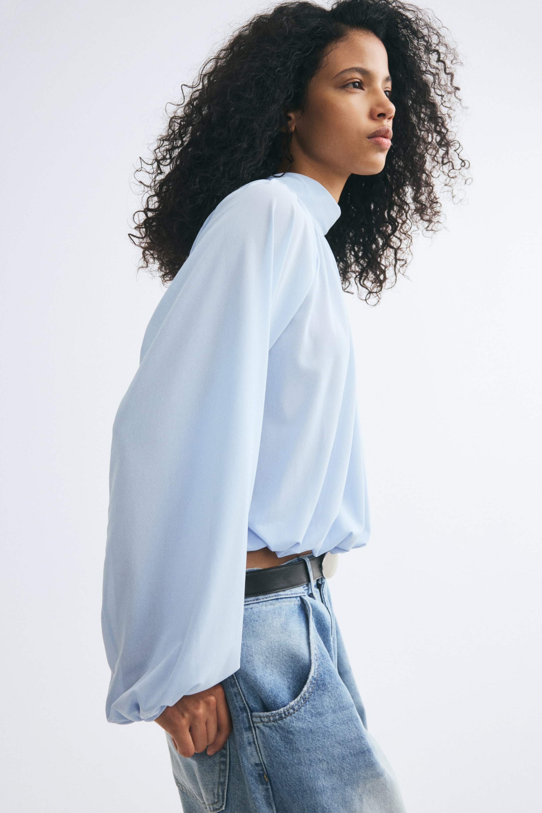 Draped Tie-Detail Blouse