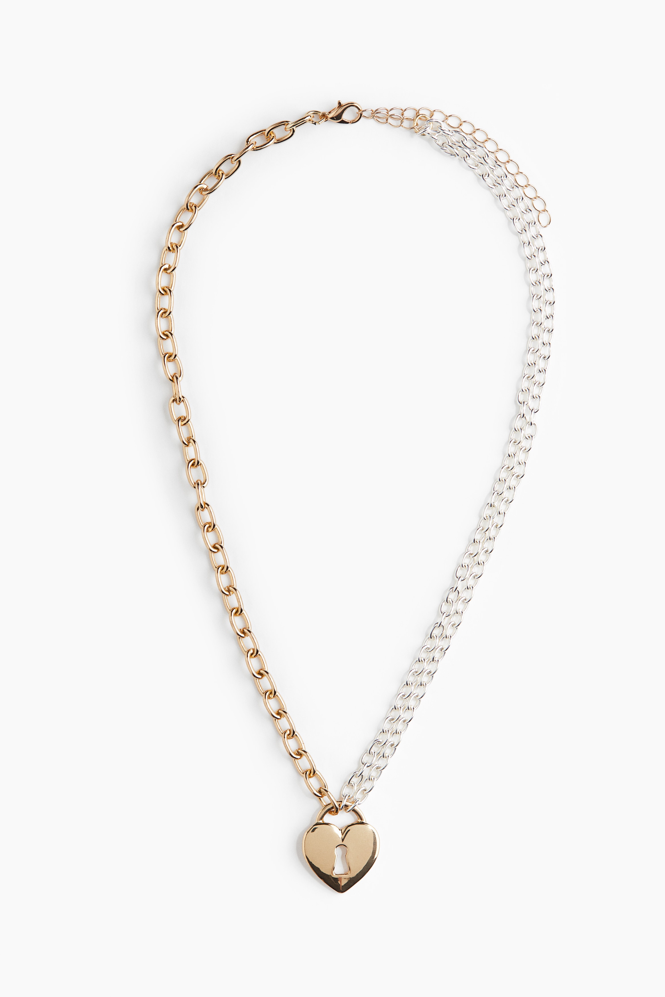 Collar bicolor con colgante - Dorado/Plateado