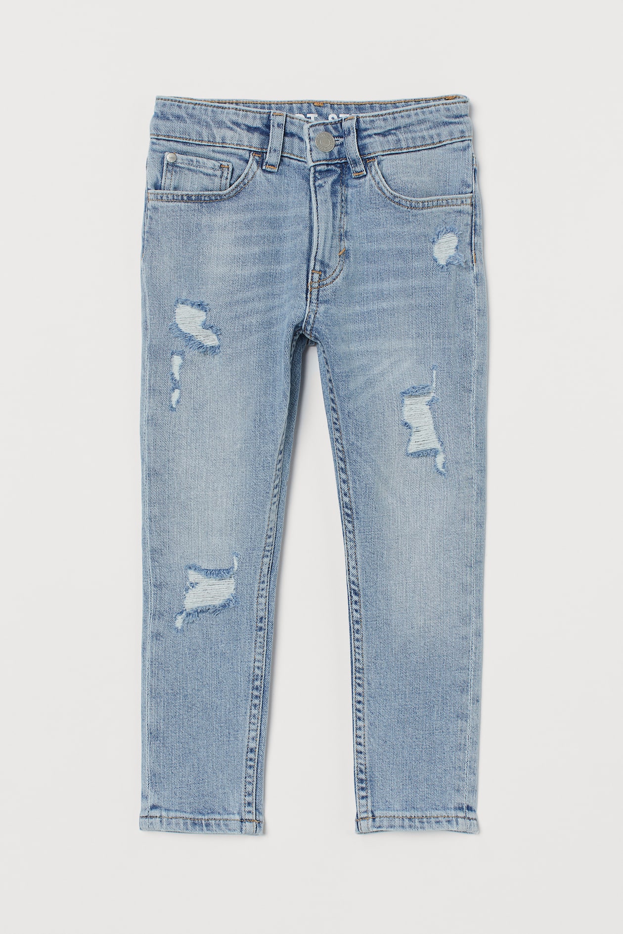 Skinny Fit Jeans - Regular waist - Long - Light denim blue/Trashed ...