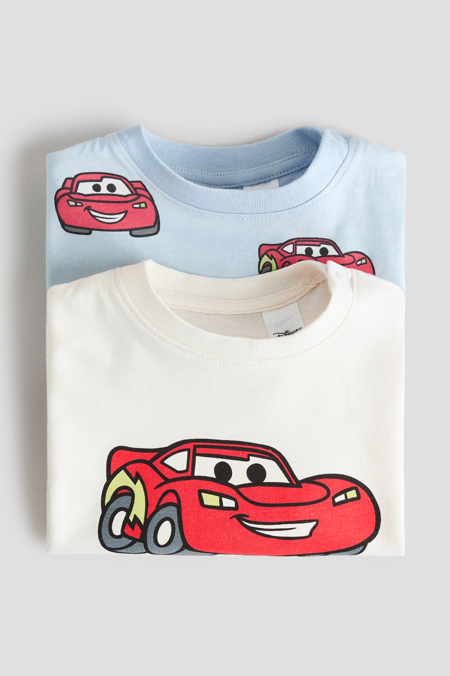 2-pack printed T-shirts - Light blue/Cars/Light green/Mickey Mouse/Beige/The Lion King - 2