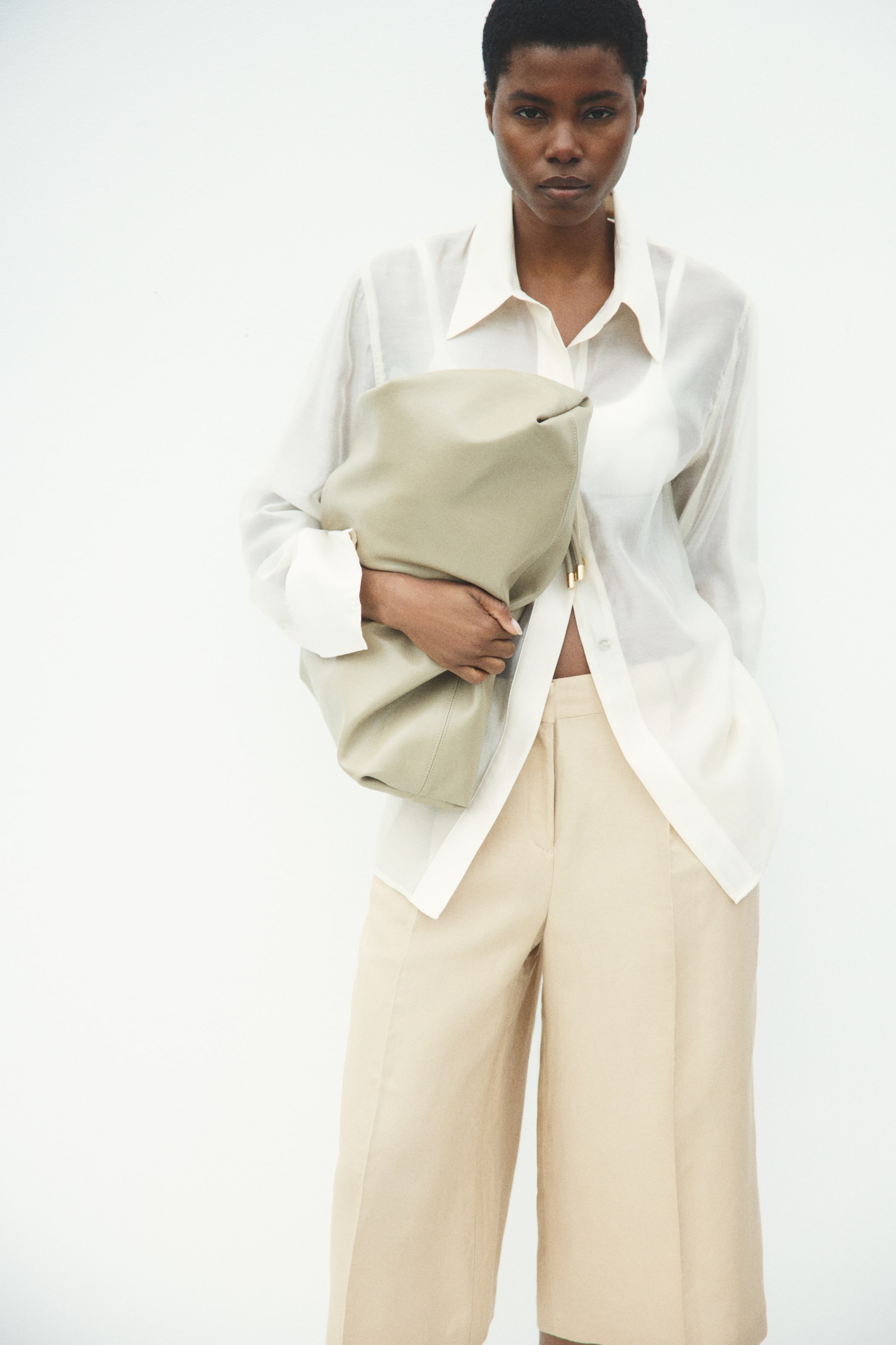 Wide-Leg Linen-Blend Culottes