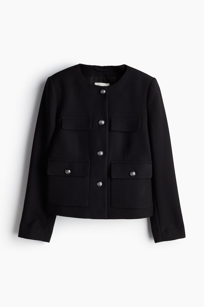 Button-front jacket - Black - 1