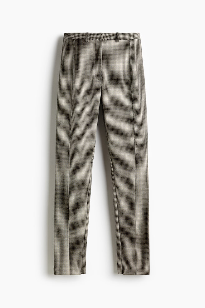 Figurbetonte Jerseyhose - Hellbeige/Hahnentrittmuster - 1