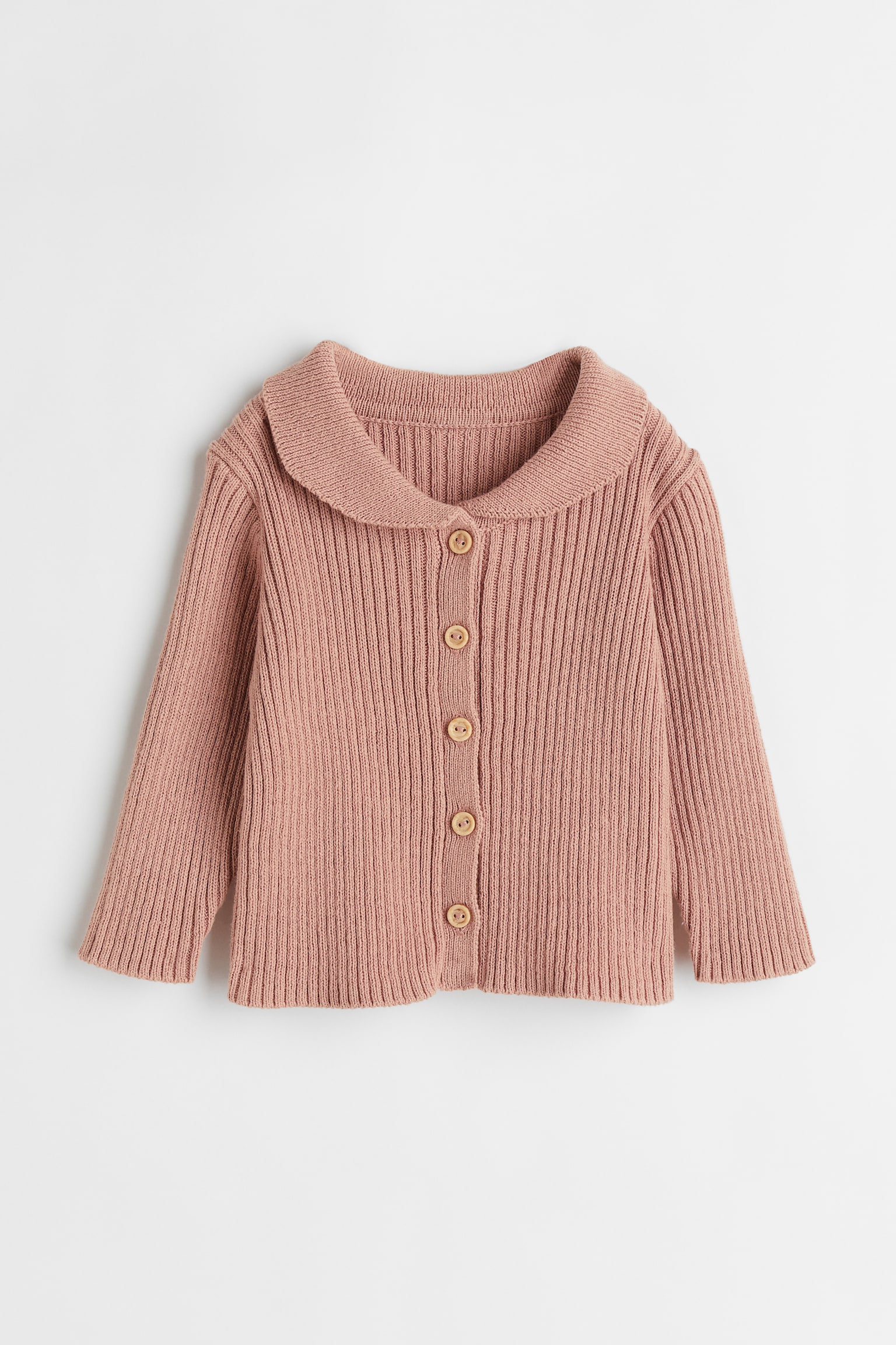 Rib Cotton Cardigan - Powder pink/Cream - 1