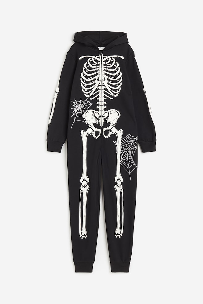 Printed sweatshirt all-in-one suit - Black/Skeleton - 1