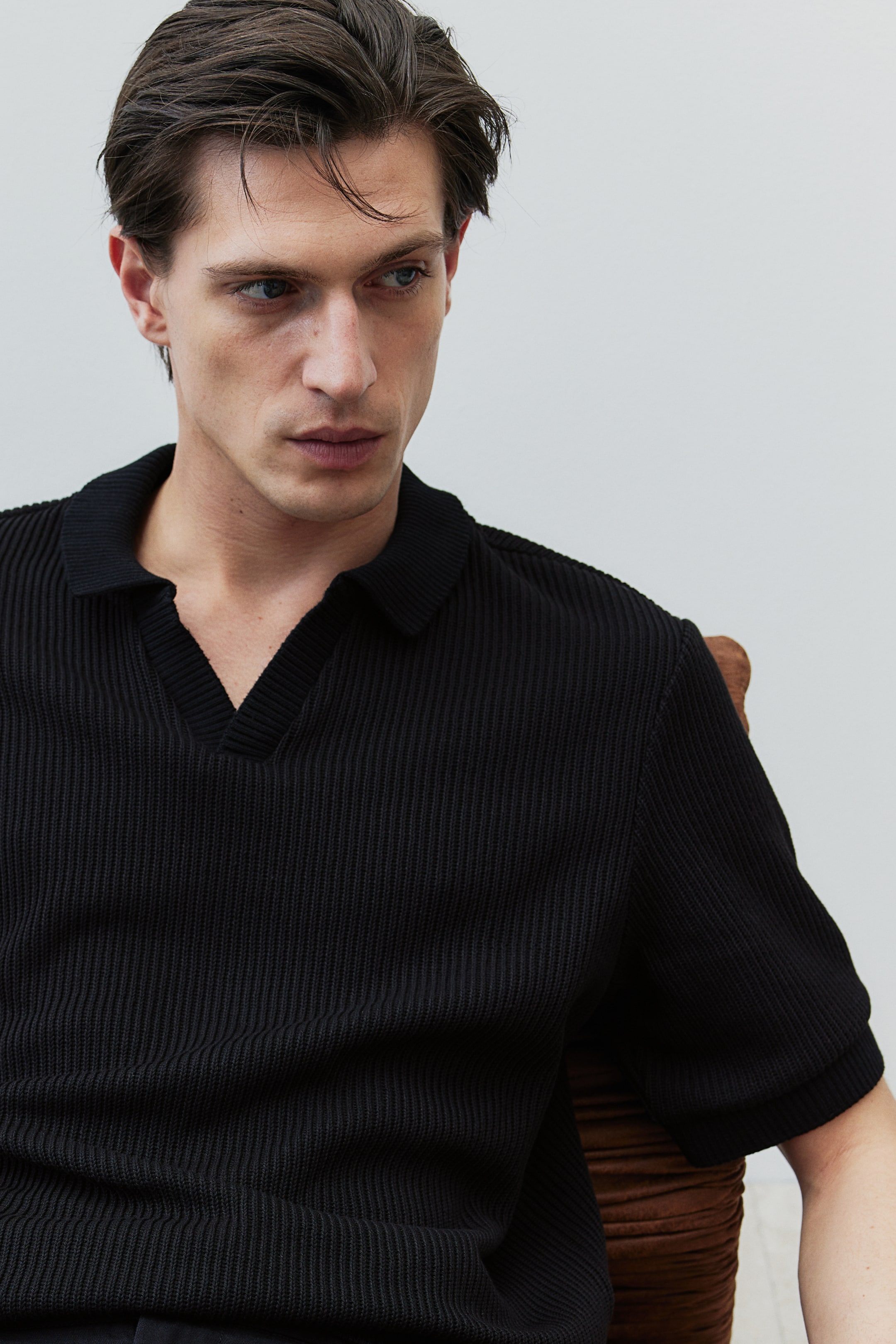 Regular Fit Rib-knit Polo Shirt