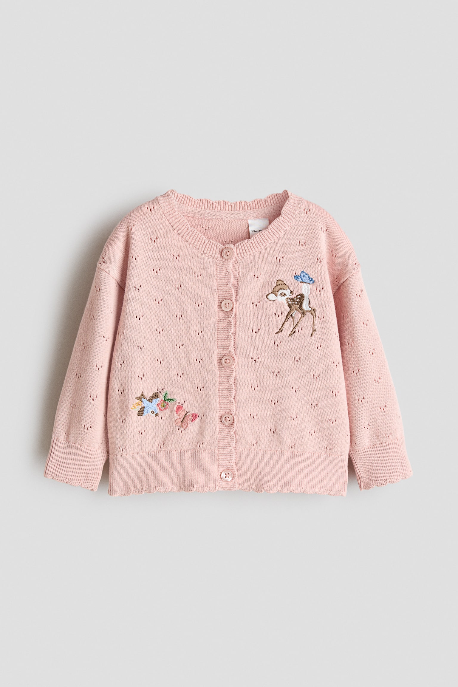Appliquéd cotton cardigan - Light pink/Bambi - 1