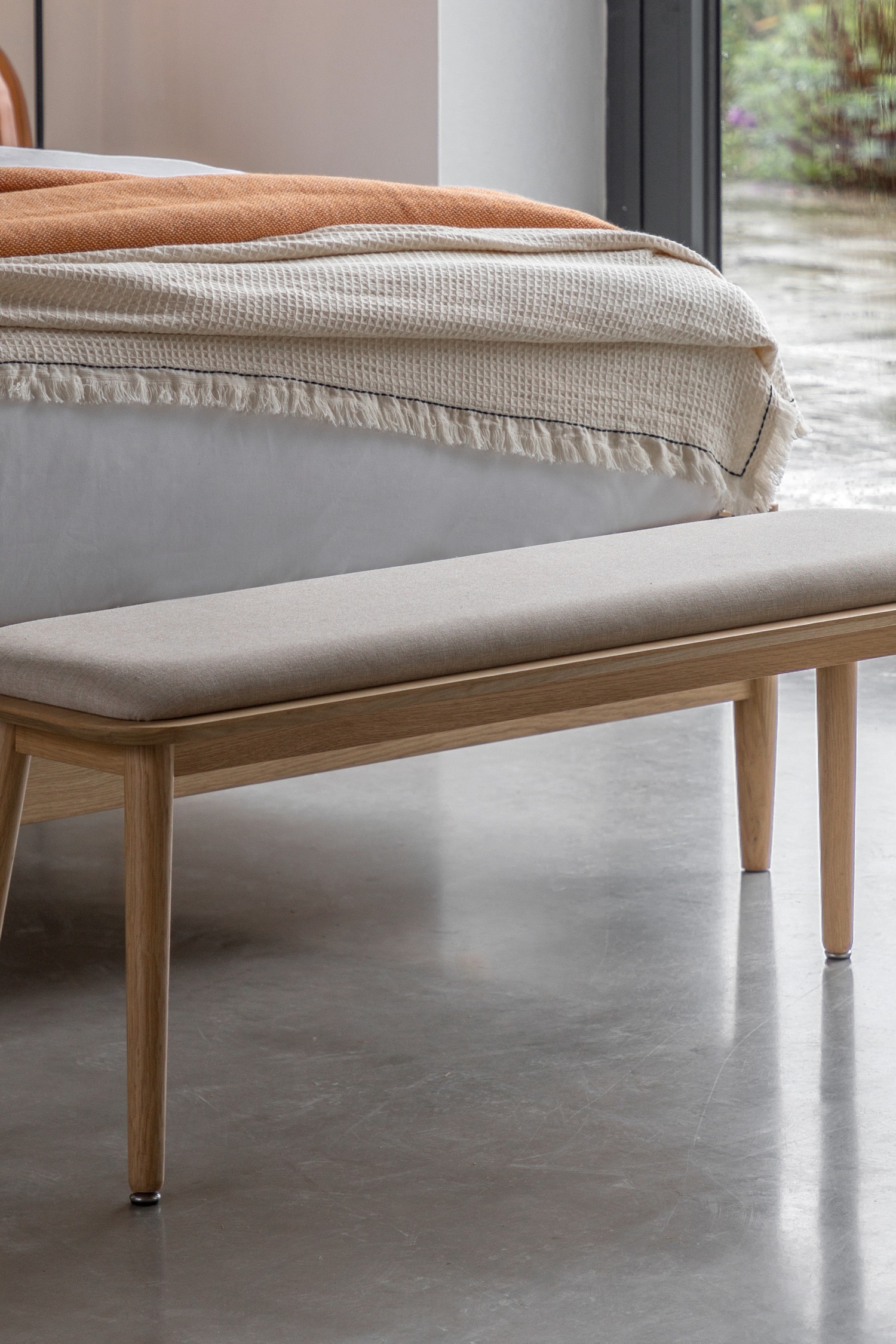 Upholstered Wooden Bench - Natural