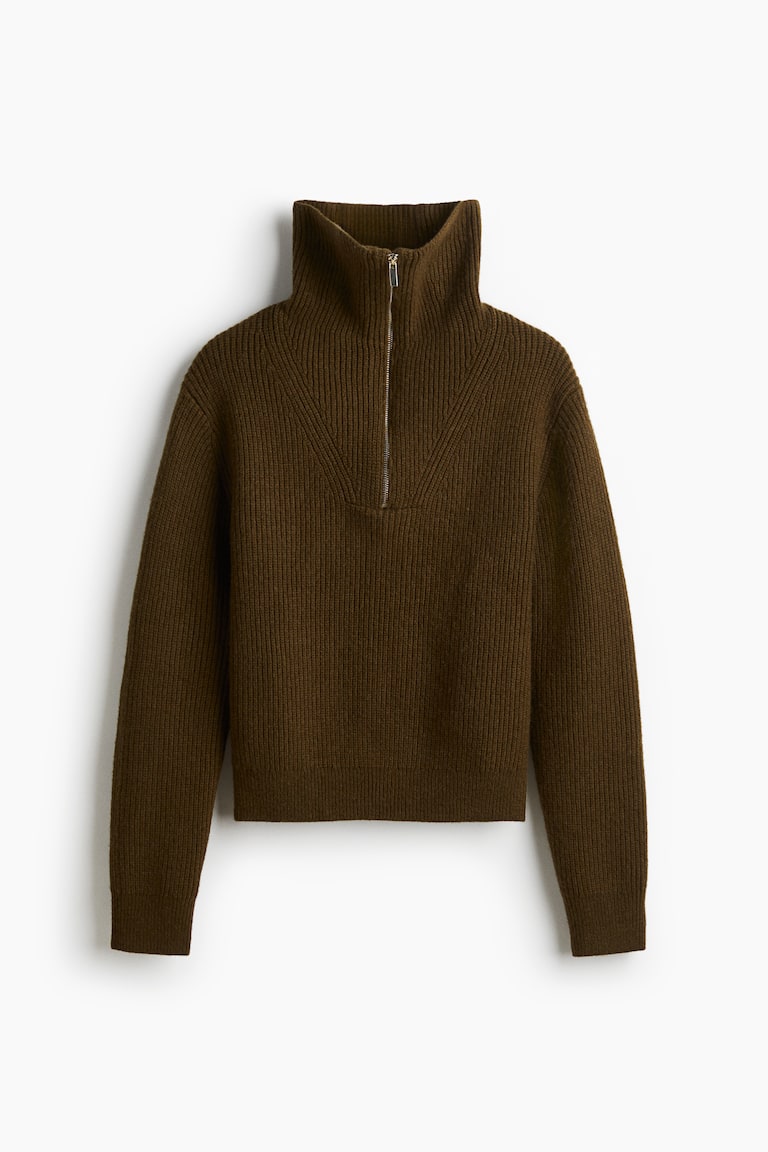 Pull en maille côtelée avec col zippé