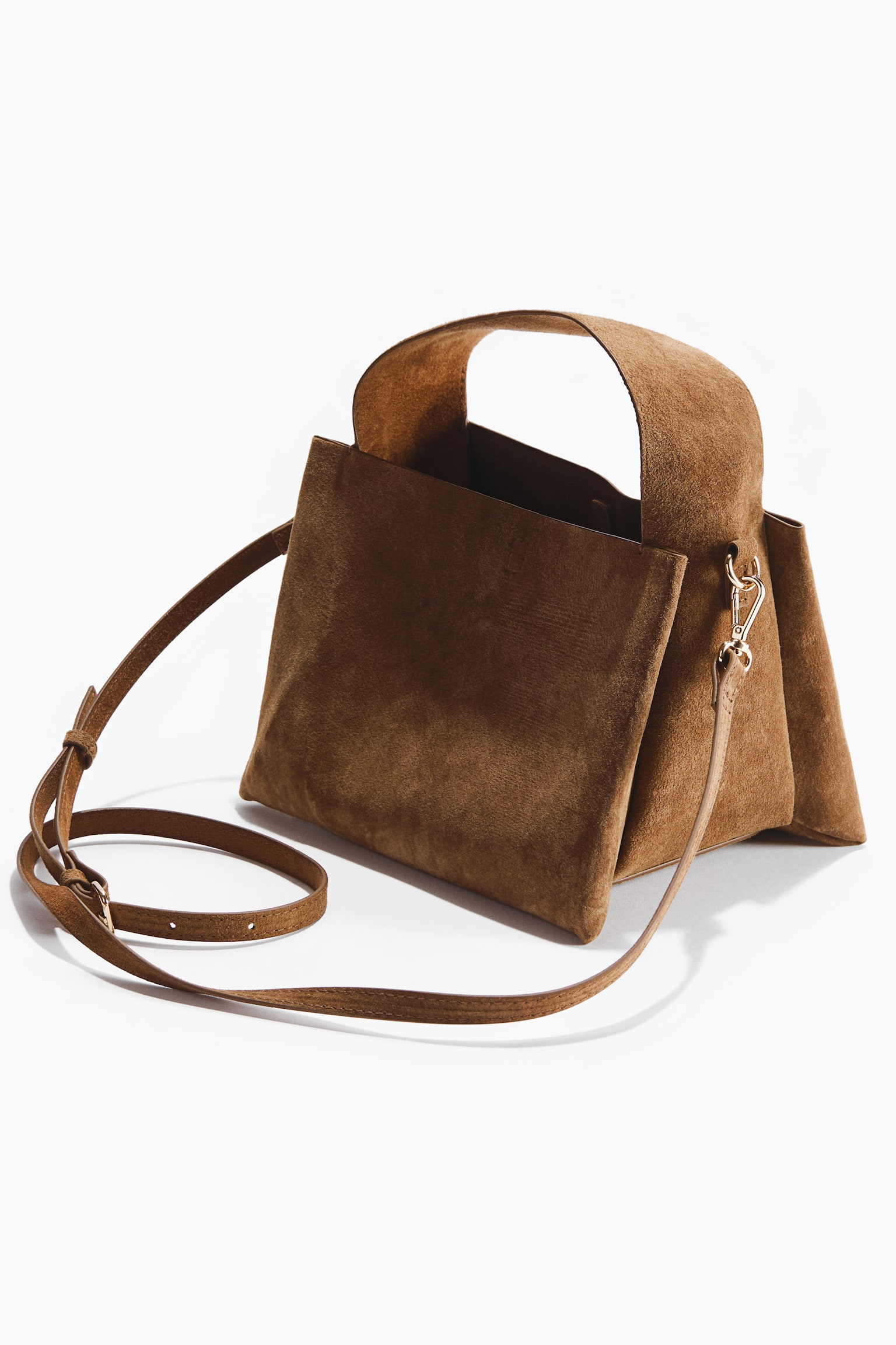 Suede crossbody bag - Dark beige/Light beige - 4