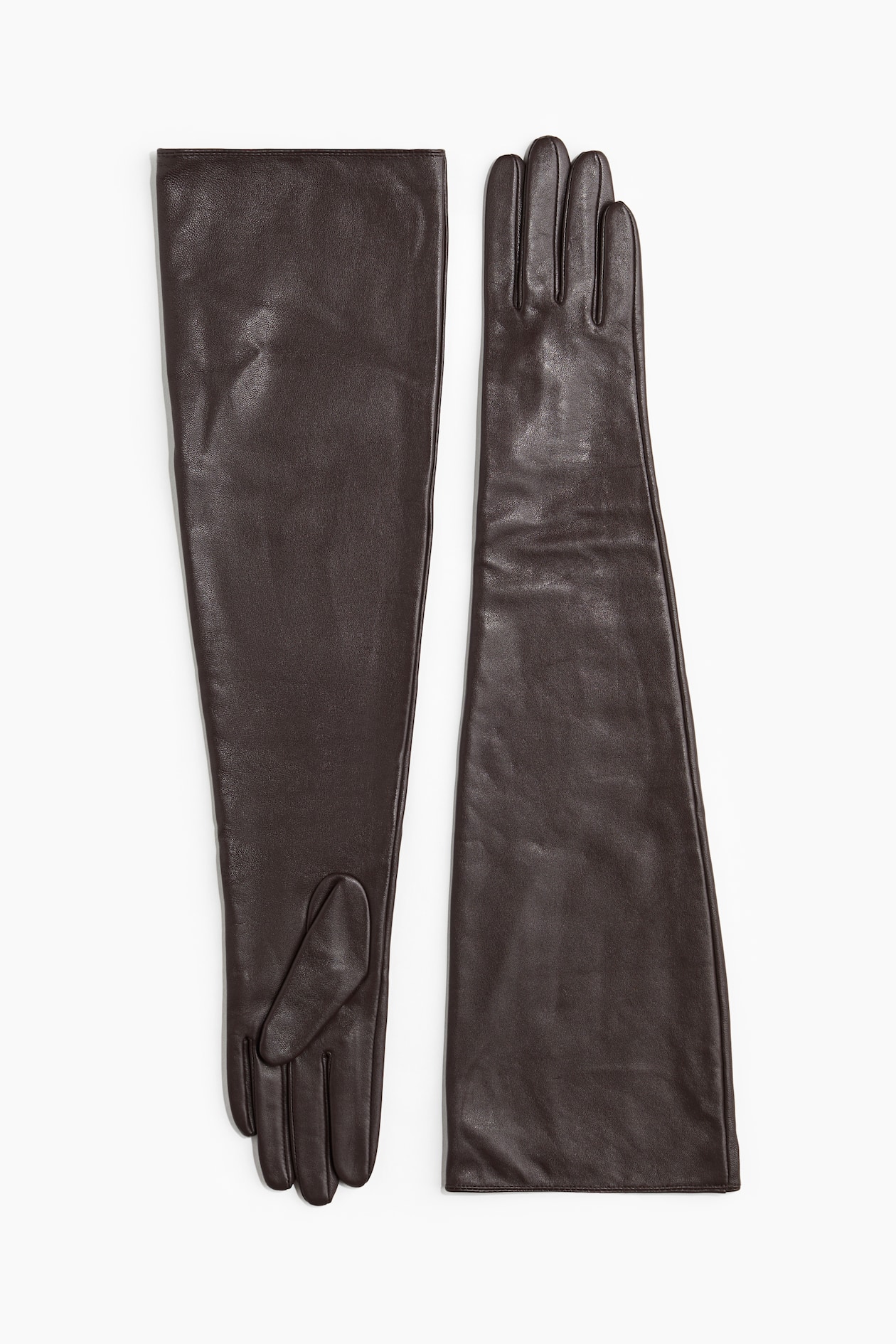 Long leather gloves Dark brown Ladies H&M IN