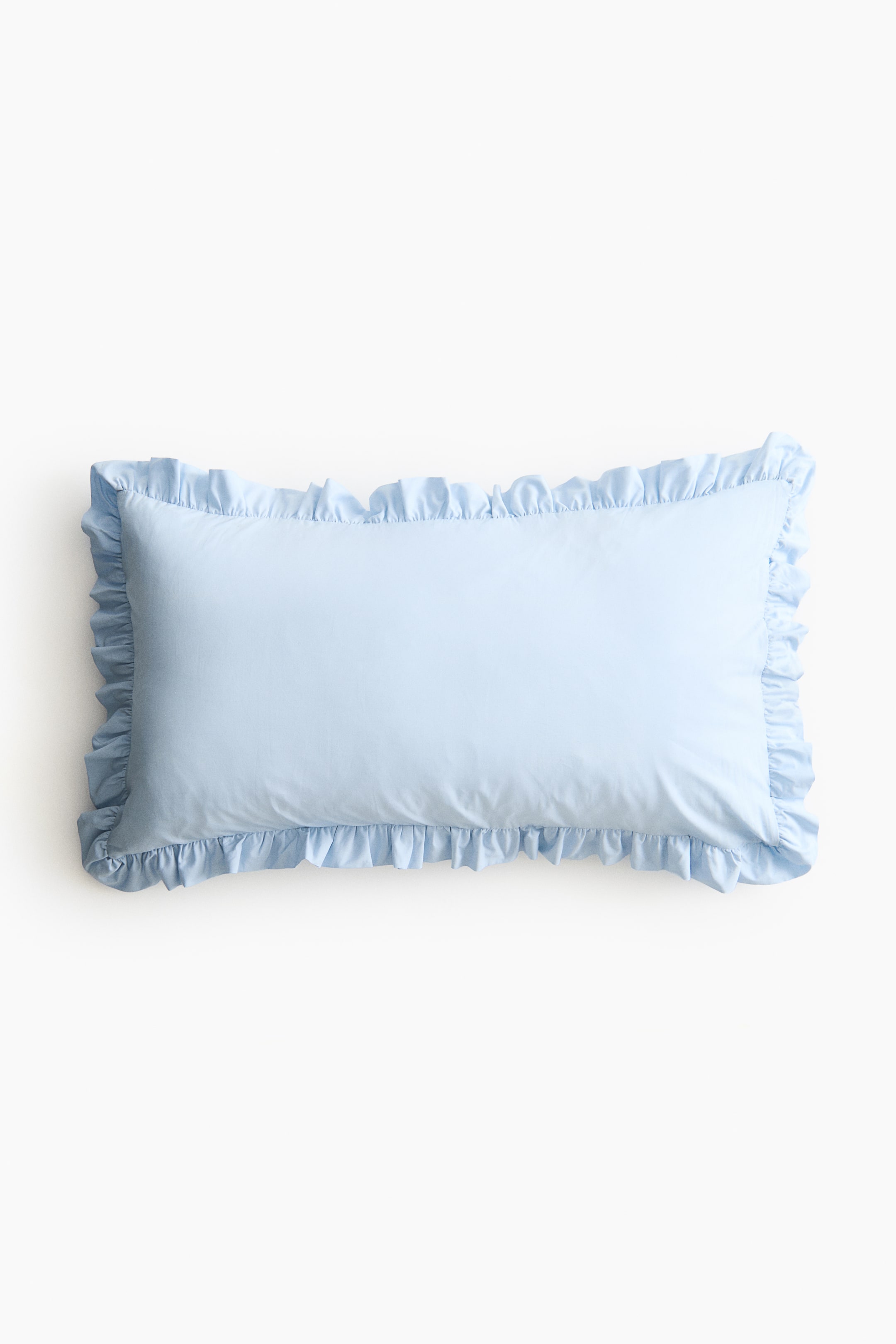 View larger image: Frill-trimmed cotton cushion cover - Light blue - Home All | H&M GB 1