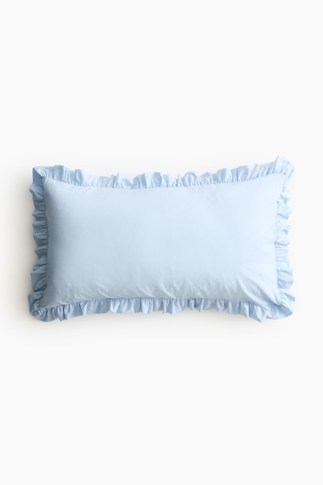 Ruffle-Trimmed Cotton Cushion Cover - Light blue/Powder pink/Light taupe - 1