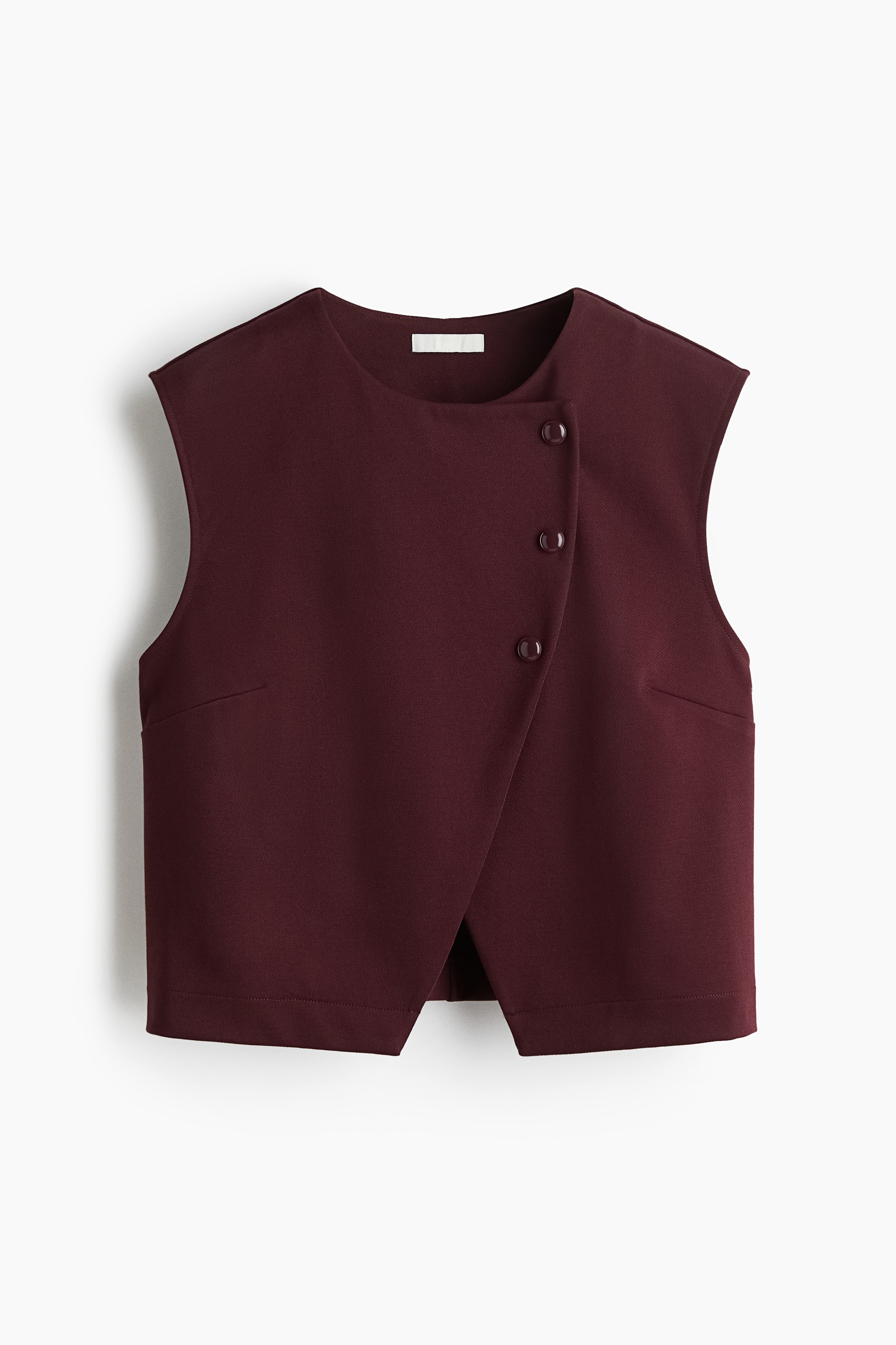 Asymmetrical Wrap Vest - Burgundy