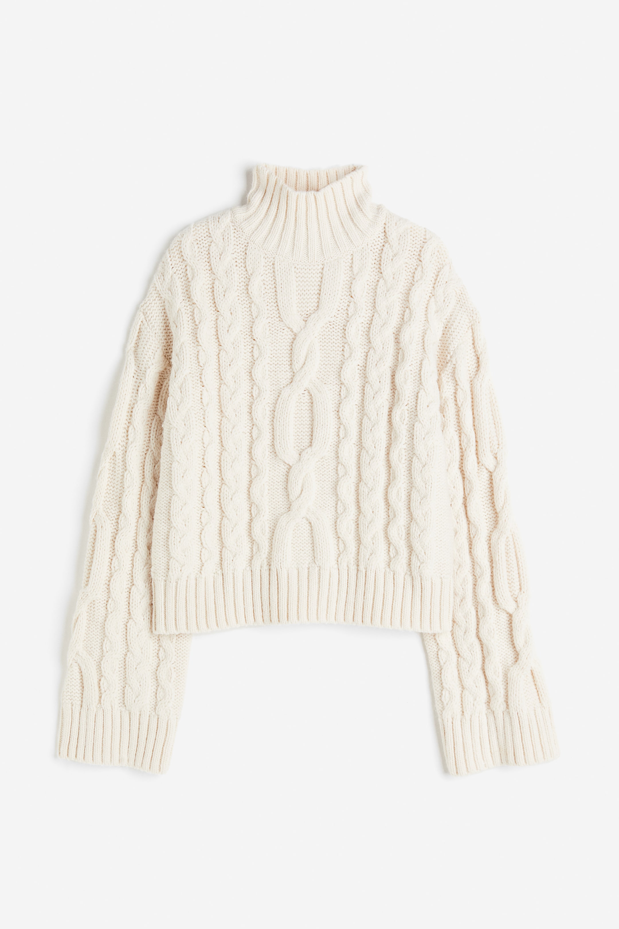 Cable-knit Mock Turtleneck Sweater