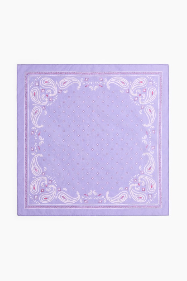 Patterned Cotton Scarf - Purple/paisley - 1