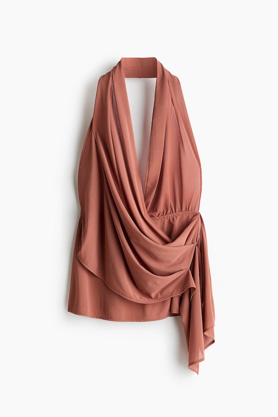 Женские топы H&M Draped-Panel Halterneck Top