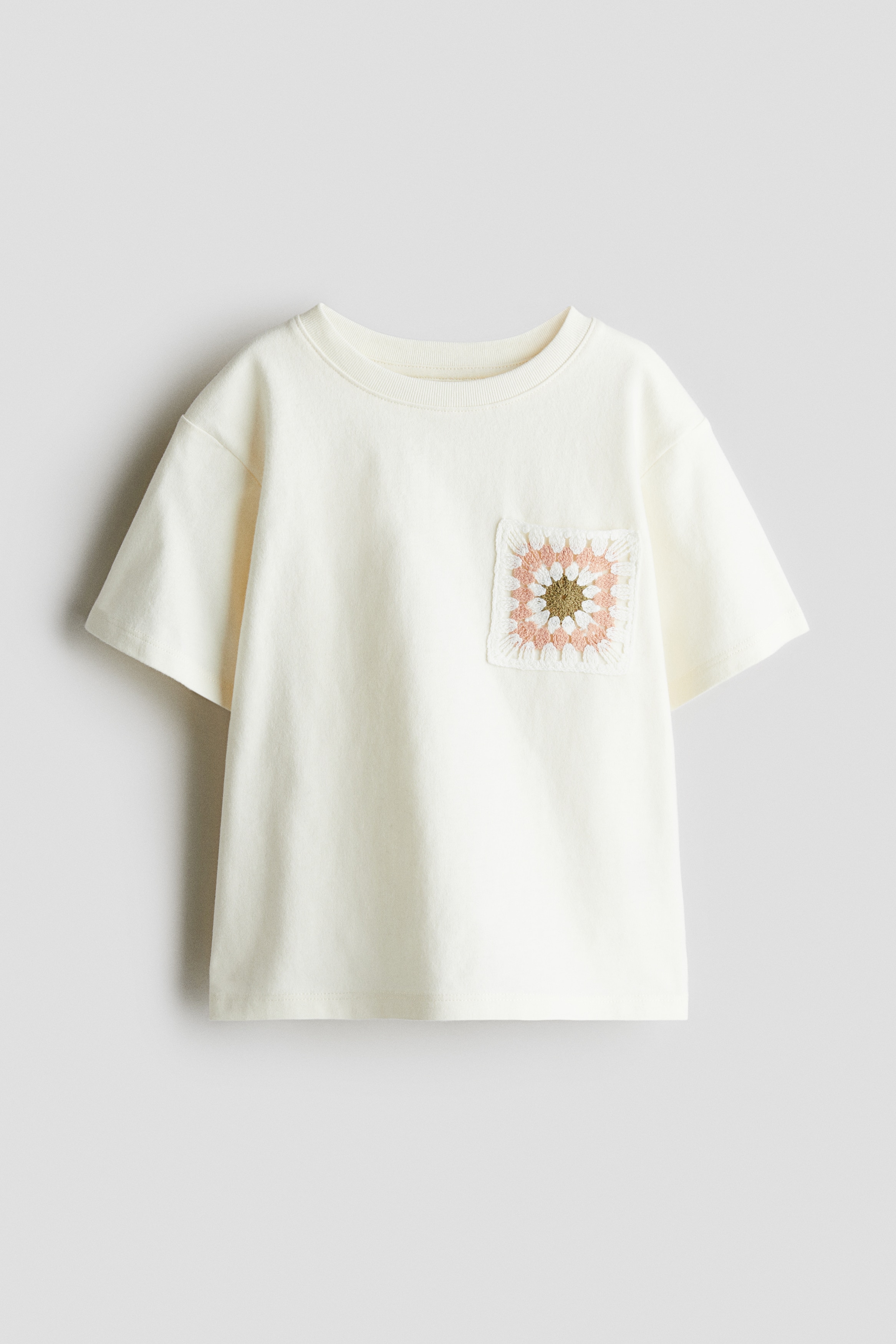 寬鬆剪裁T恤 - 白色/花朵